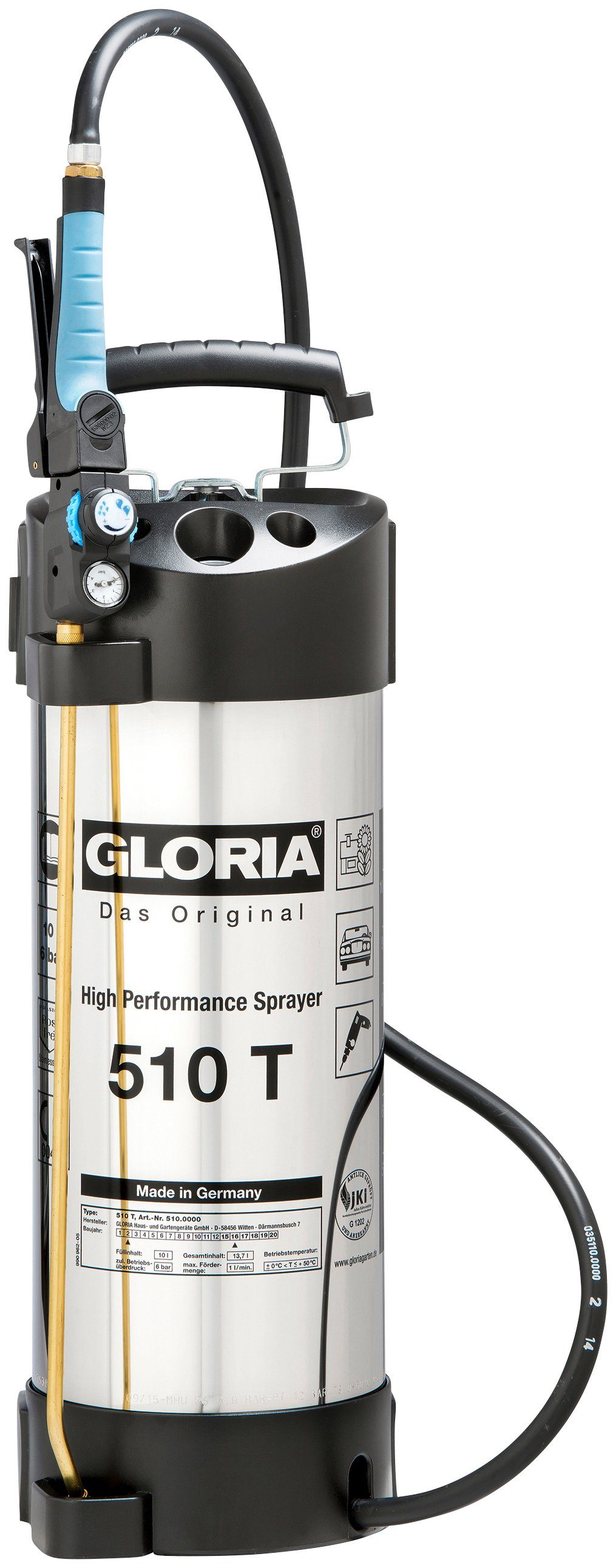 Gloria Drucksprühgerät Hochleistungssprühgerät - 10 l Gartenspritze aus