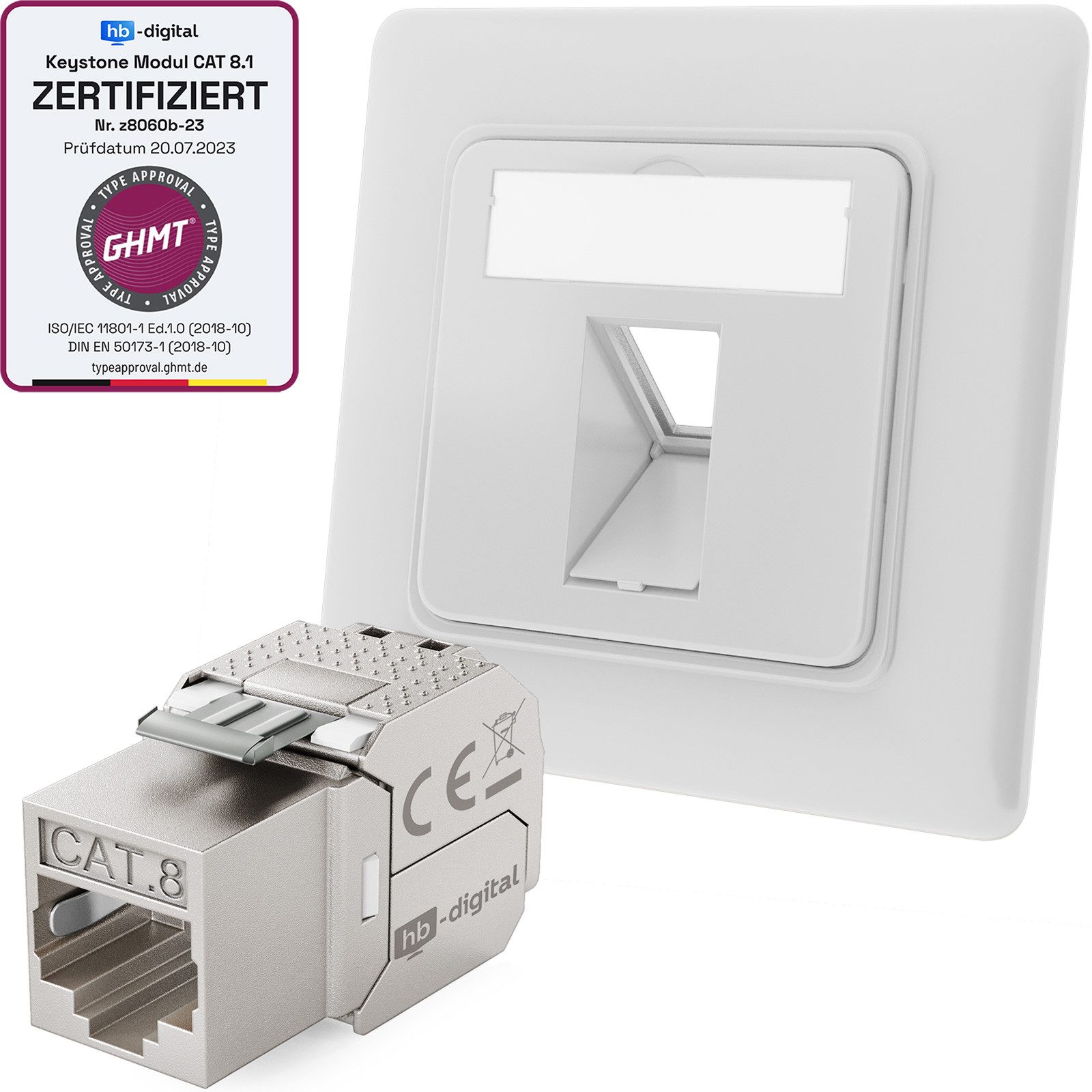 Keystone Dose Netzwerkdose Unterputz mit Keystone Modul CAT 8 RJ45 Netzwerk-Adapter