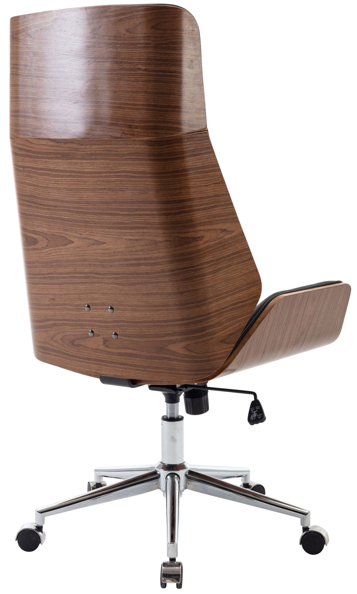 TPFLiving Bürostuhl Bredow mit Gamingstuhl), bequemer walnuss/schwarz Rückenlehne ergonomisch - geformter Sitzfläche: Gestell: Chefsessel, Drehstuhl, chrom Metall (Schreibtischstuhl, Kunstleder