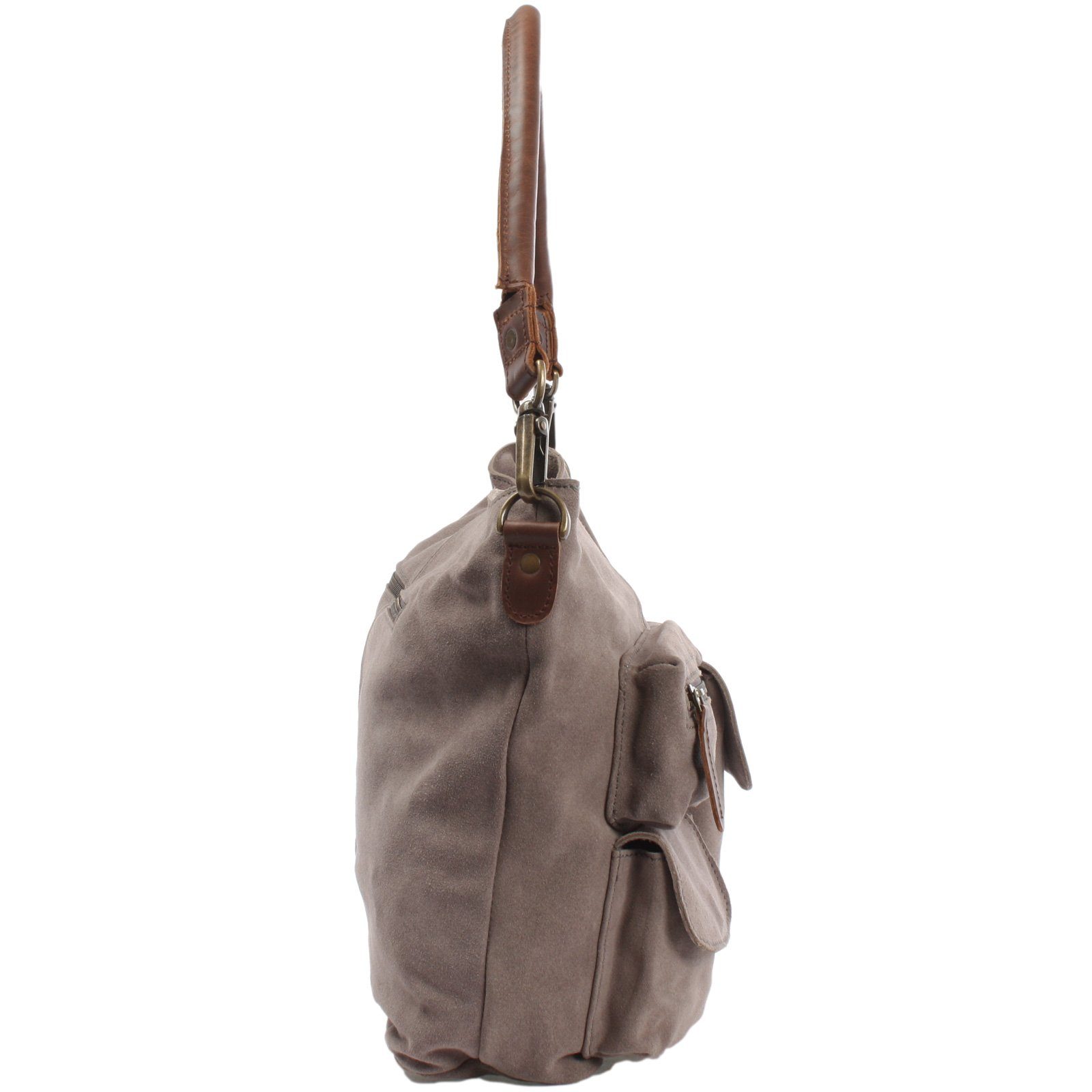 LECONI Schultertasche Handtsche Umhängetasche Damen Ledertasche Veloursleder LE0039, viele Fächer - längenverstellbarer Riemen - 41 × 32 × 10 cm