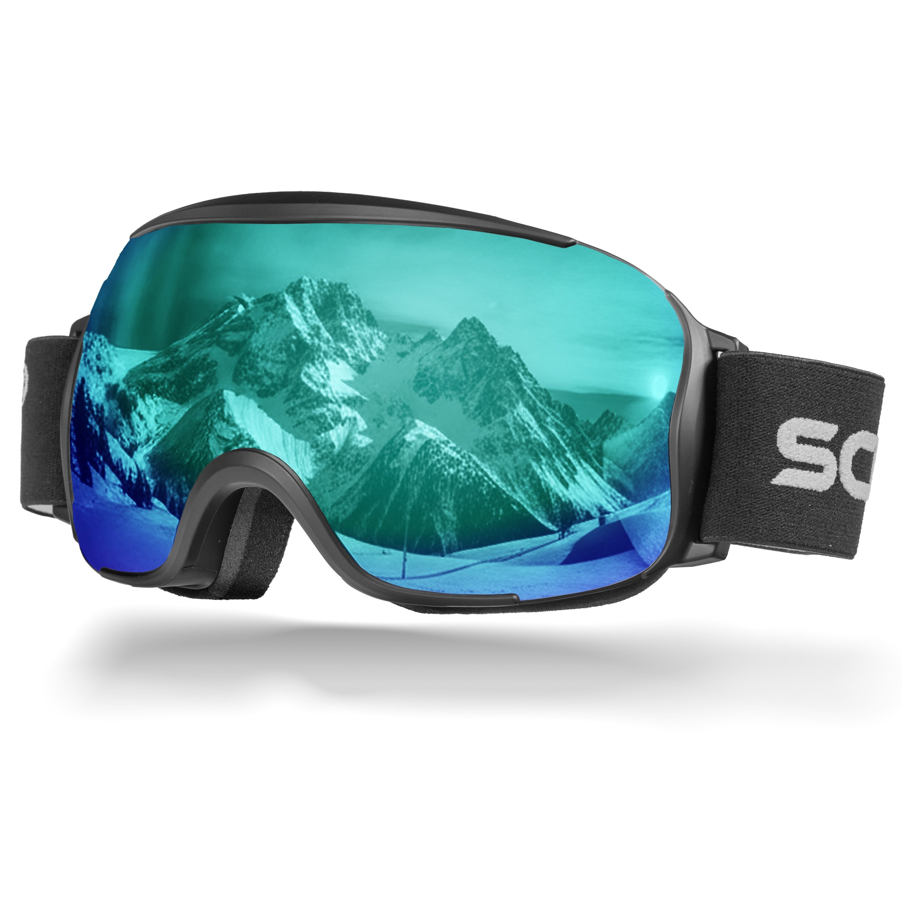 Sportbrille Schnorr Skibrille Kryos - Sphärisch, Blau (S3), Full REVO, Anti-Fog