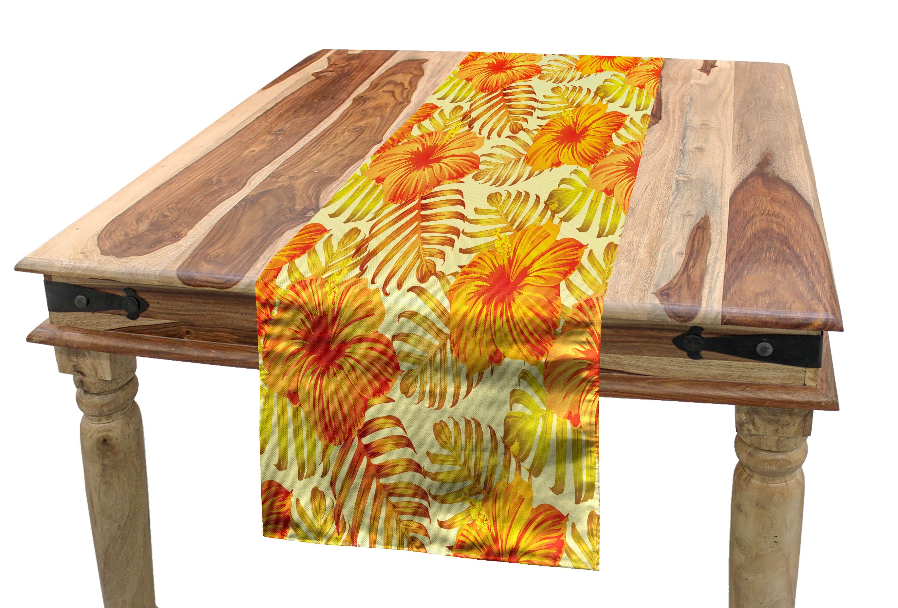 Tischläufer, Küche Dekorativer Abakuhaus Hibiskus Blumen Rechteckiger Palmenblätter Esszimmer Exotische Tischläufer