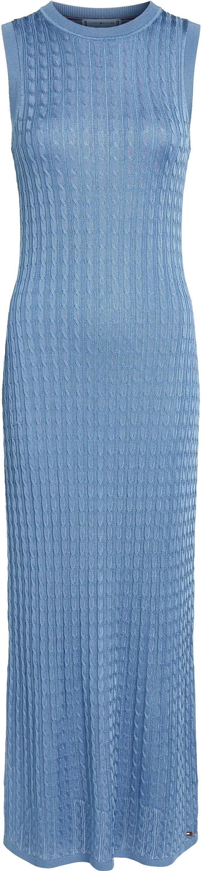 Tommy Hilfiger knitted dress RAYON CABLE LONG FLARED DRESS NS with cable pattern