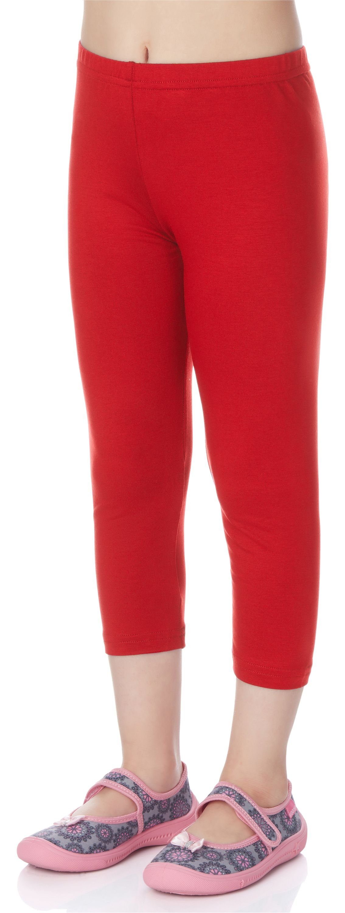 Rot MS10-131 3/4 Leggings Viskose (1-tlg) Merry Bund Leggings elastischer aus Mädchen Style Capri
