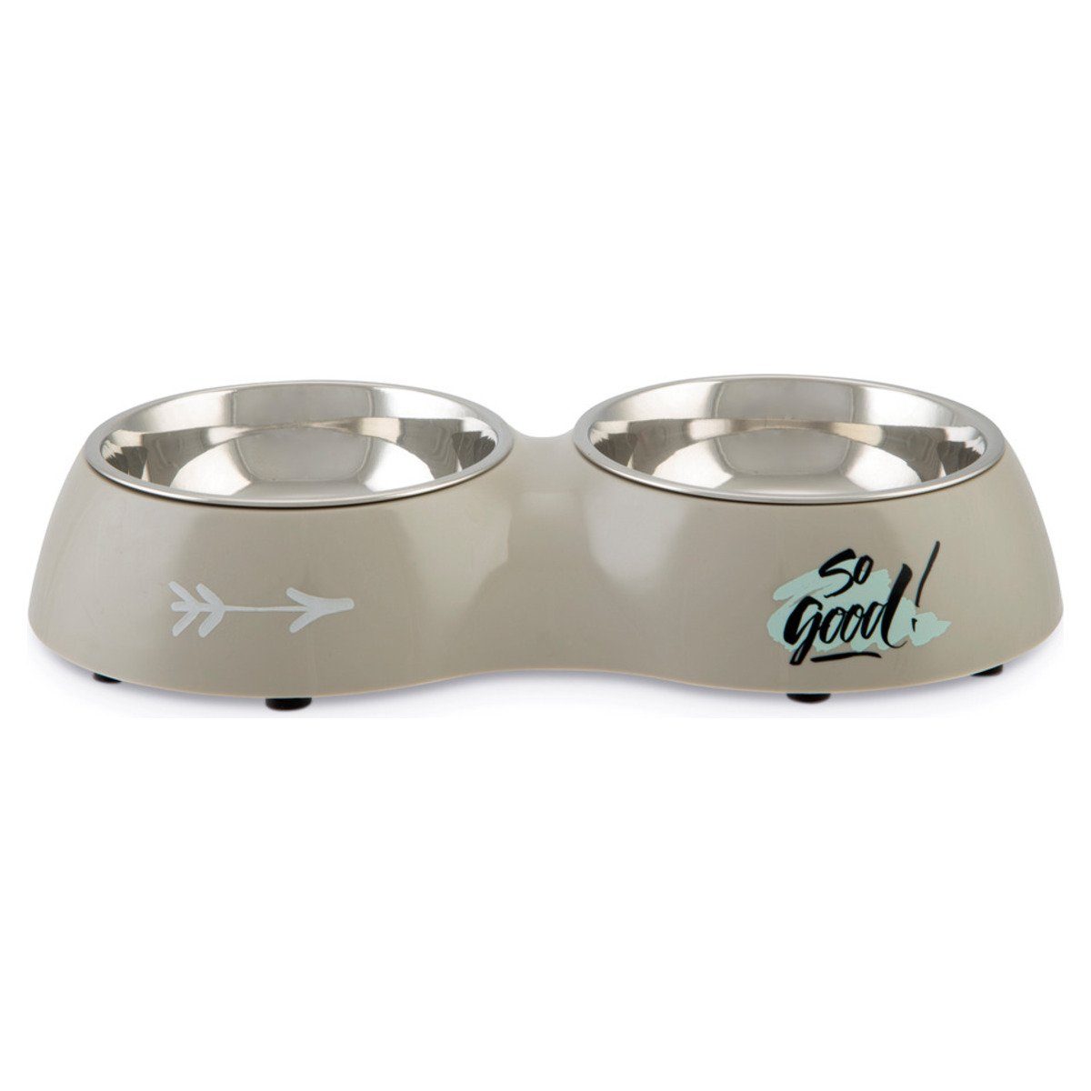 Napf-Set Hunde Doppelnapf So Good grau