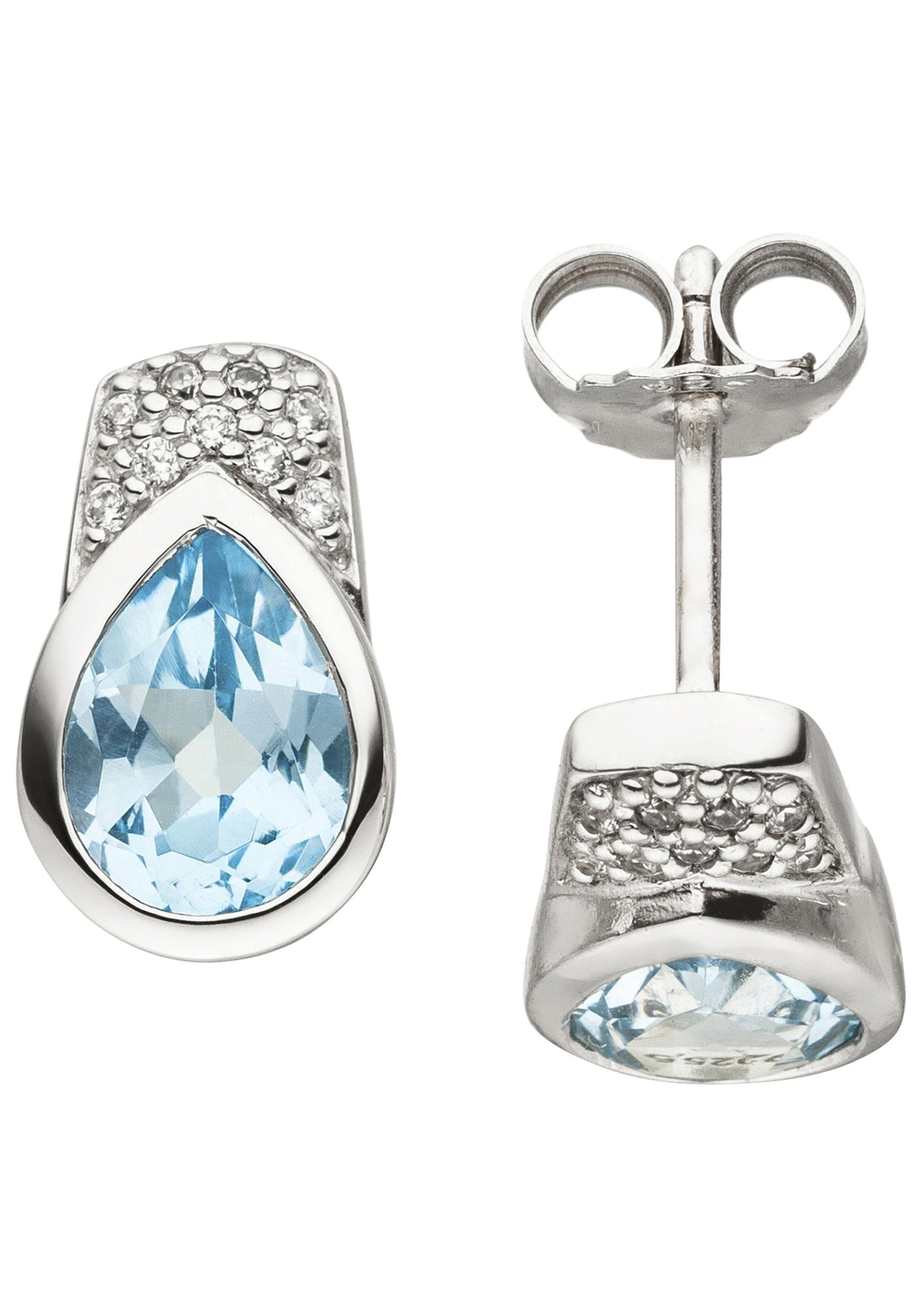 JOBO Paar Ohrstecker, 925 Silber mit Bla...