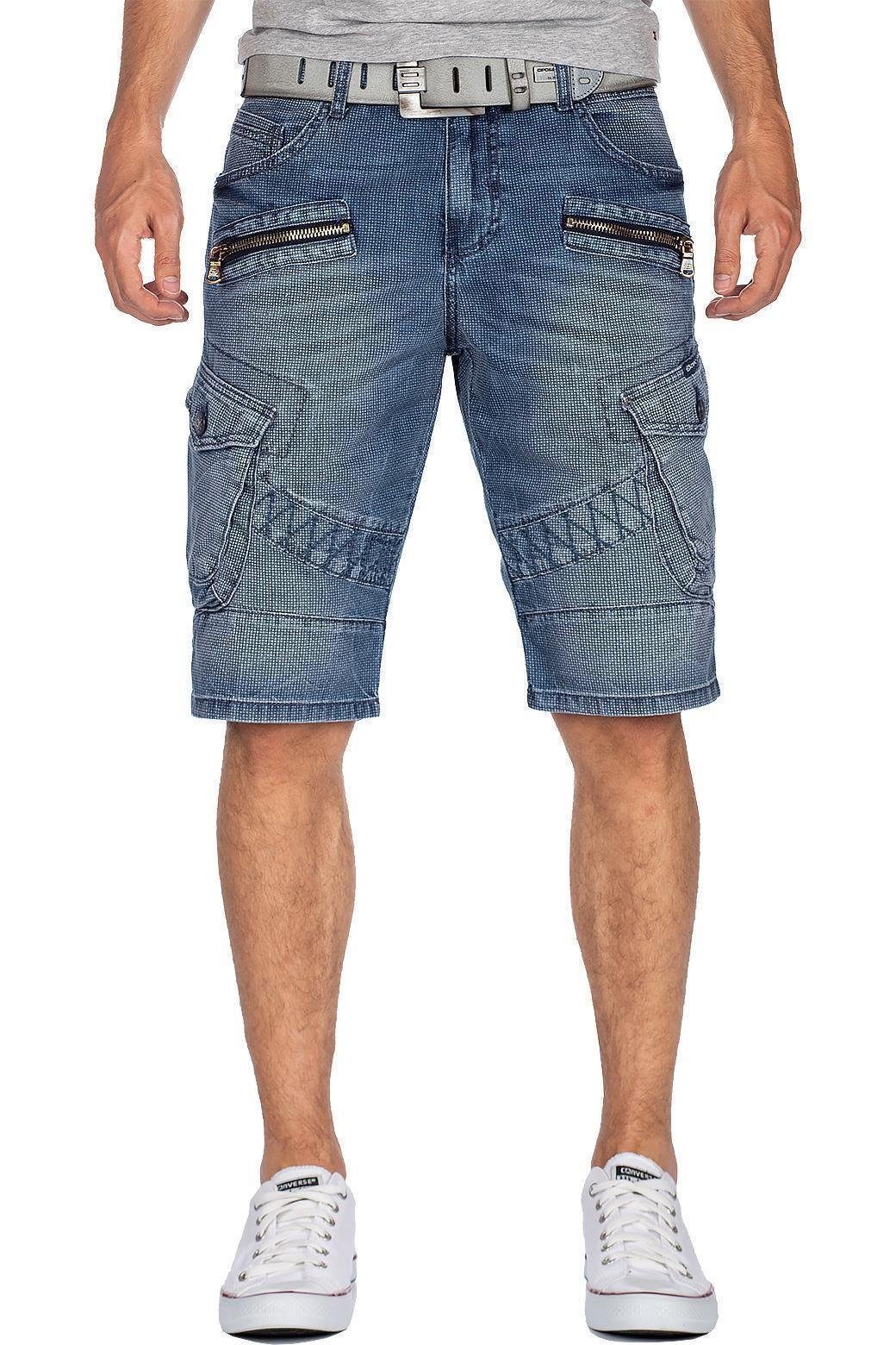 Cipo & mit Zippern Hose und BA-CK178 Seitentaschen Baxx Jeansshorts Kurze