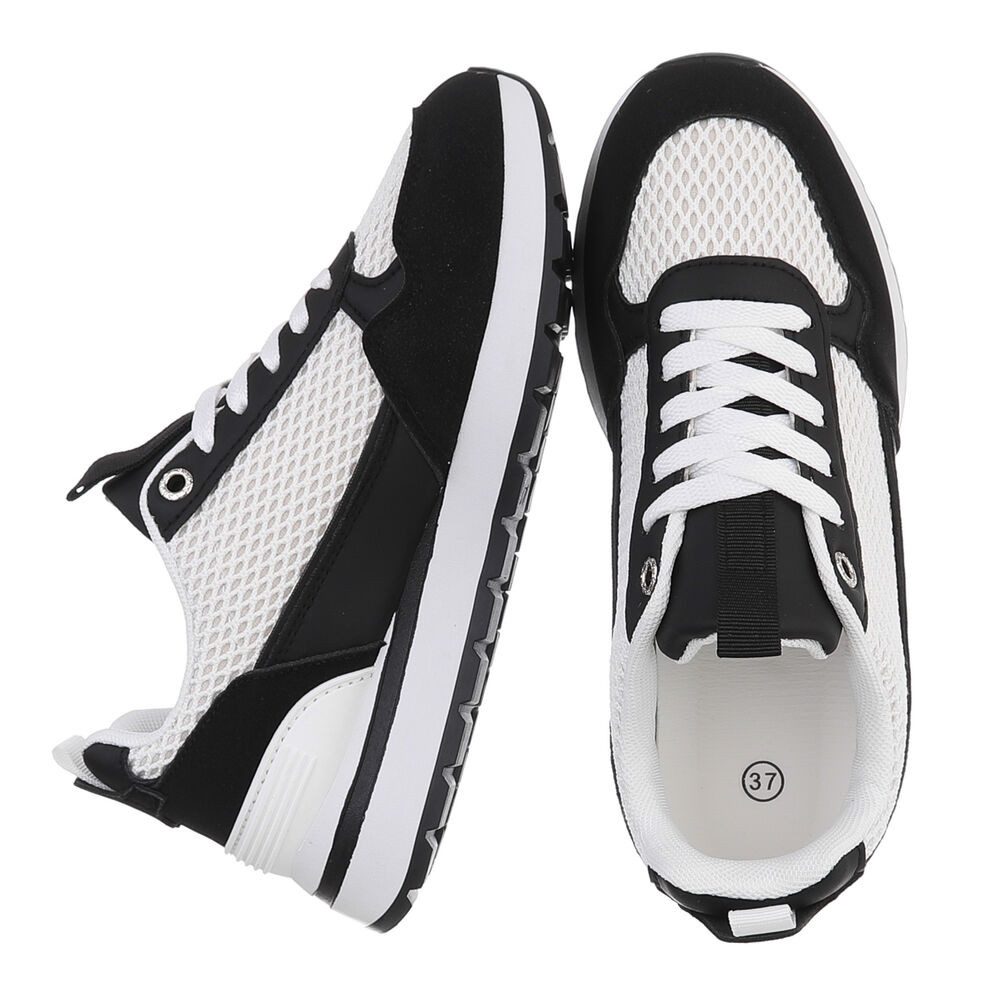 Ital-Design Vielseitige Sneakers für Damen mit atmungsaktivem Mesh-Design Sneaker (91116894) Flach Sneakers Low in Schwarz