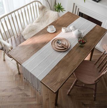 FIDDY Tischläufer Jacquard-Tischfahne mit geometrischen Quasten, (1-tlg), Teefahne für Abendessen,lange Tischdecke aus Polyester-Baumwolle