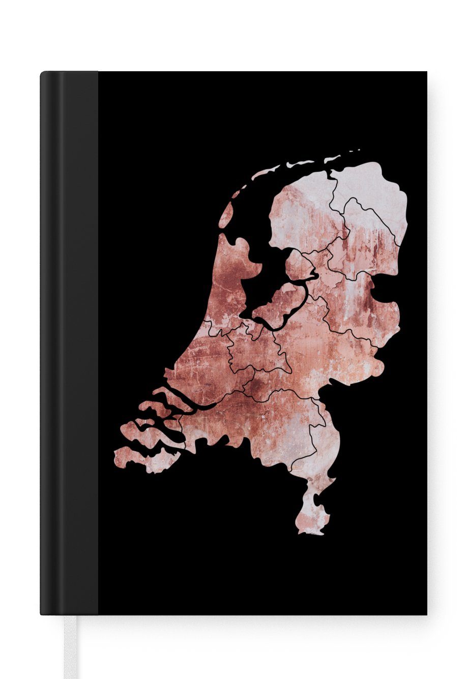 MuchoWow Notizbuch Karte - Niederlande - Alte Rose, Journal, Merkzettel, Tagebuch, Notizheft, A5, 98 Seiten, Haushaltsbuch