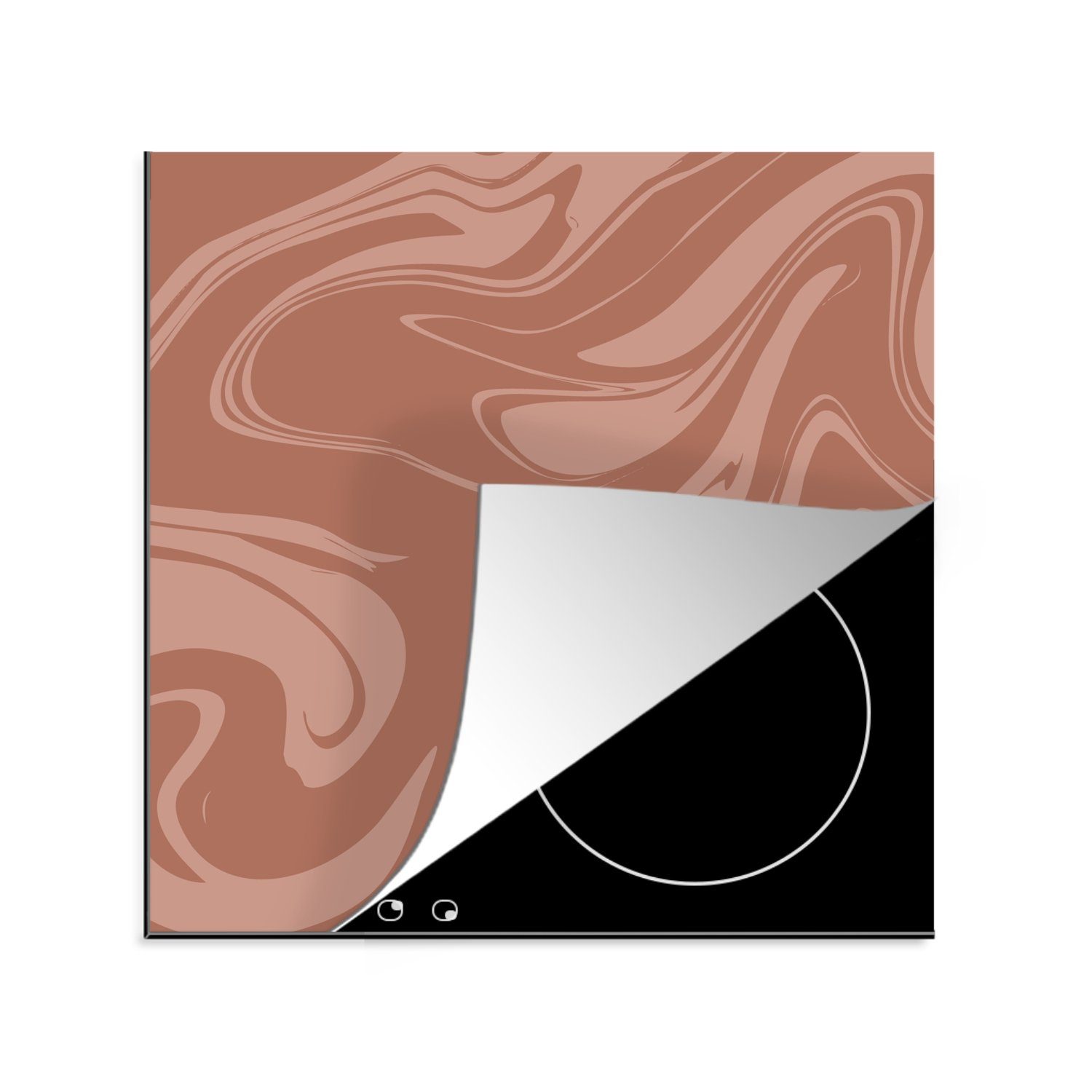 MuchoWow Herdblende-/Abdeckplatte Marmor - Schokolade - Muster, Vinyl, (1 tlg), 78x78 cm, Ceranfeldabdeckung, Arbeitsplatte für küche