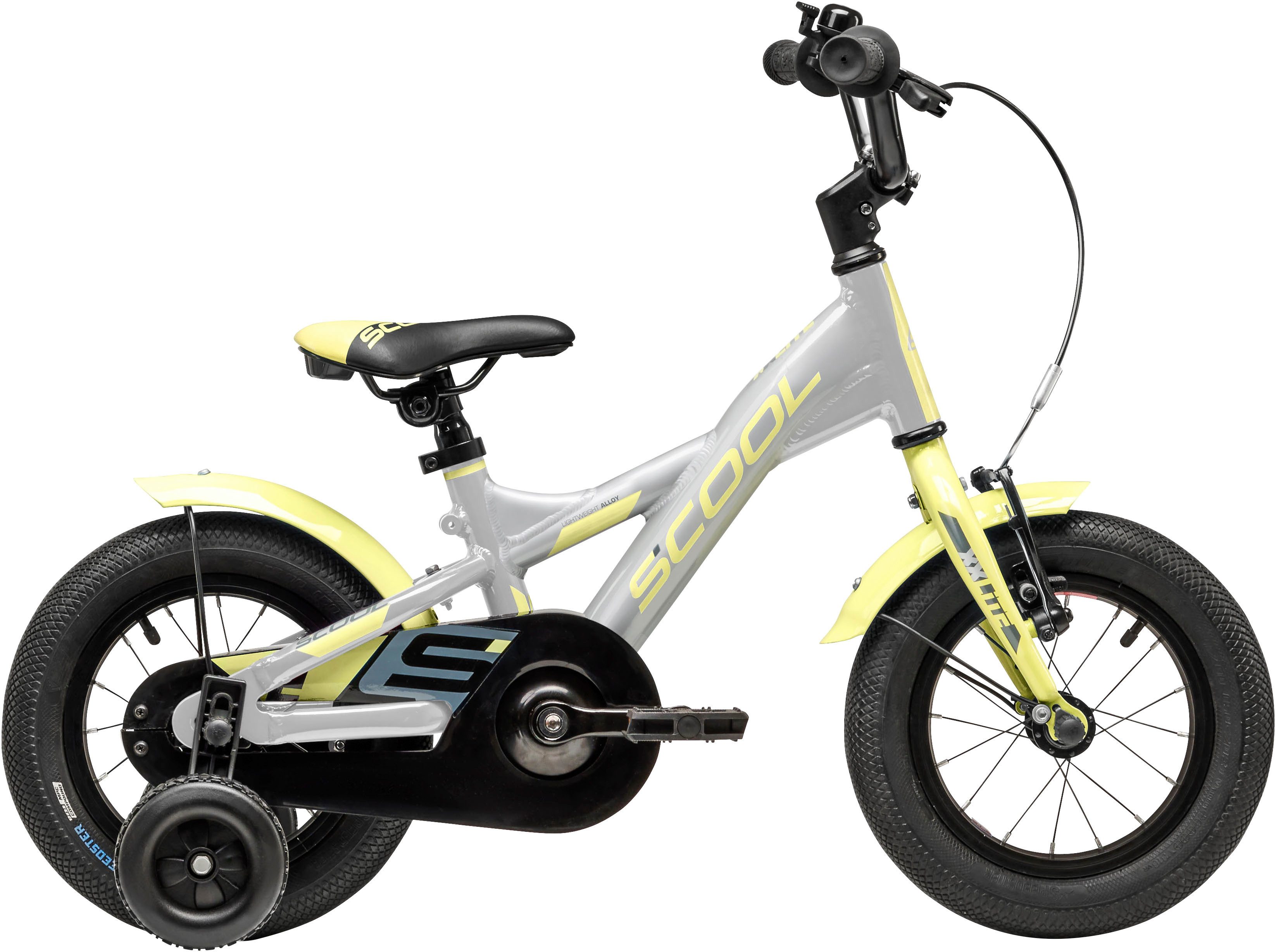S’COOL Kinderfahrrad S'COOL XXlite 12-1S - Silver/Lime, 1 Gang, ohne Schaltung