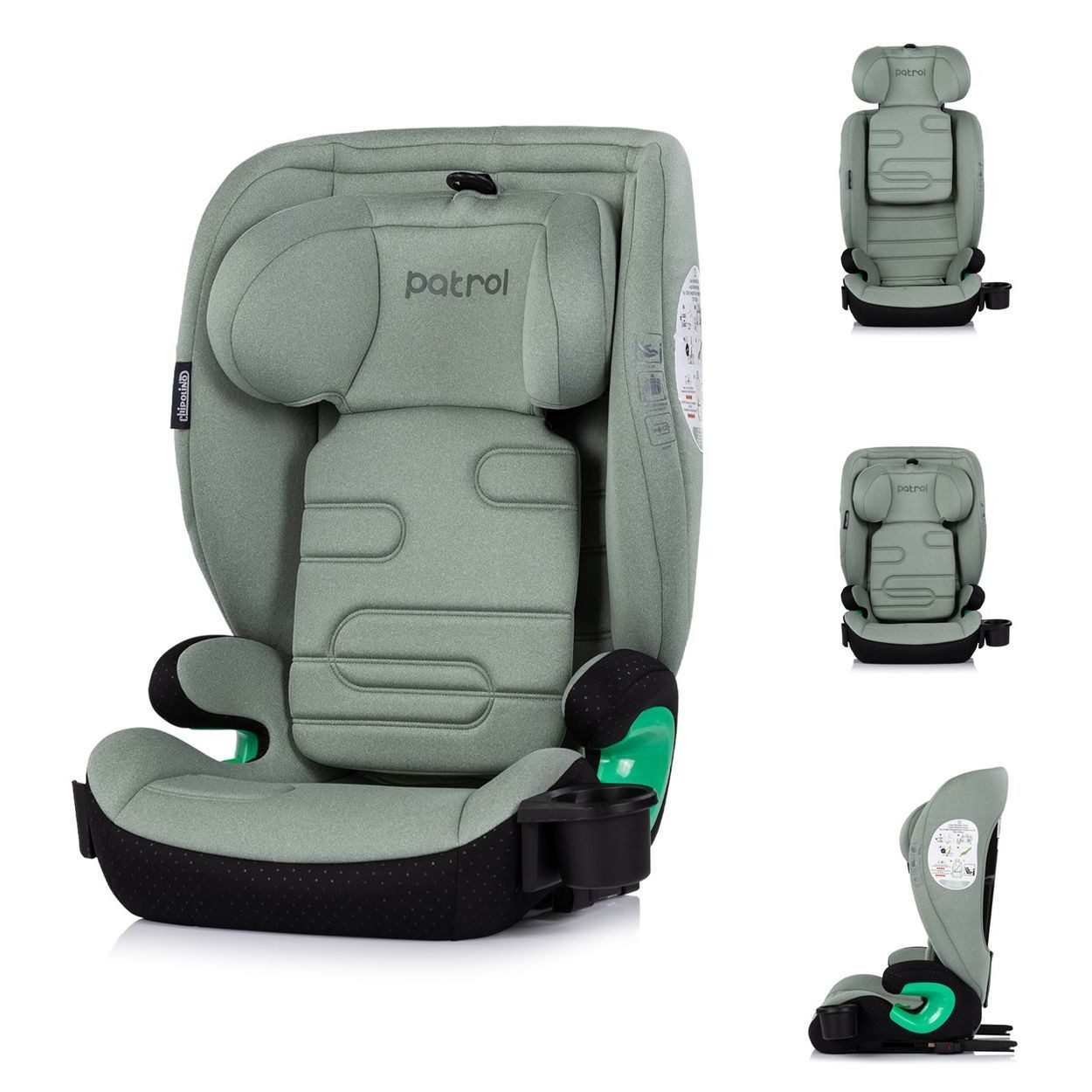 Chipolino Kindersitzerhöhung Patrol Isofix 100-150 cm, ab: 4, bis: 12, i-Size, höhenverstellbare Kopfstütze, Getränkehalter, Polyester