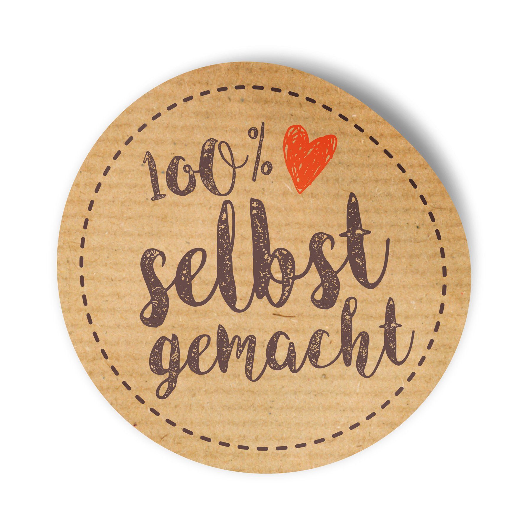 itenga Aufkleber Itenga 50 x Etikett rund 4cm "100% selbstgemacht" Sticker vintage