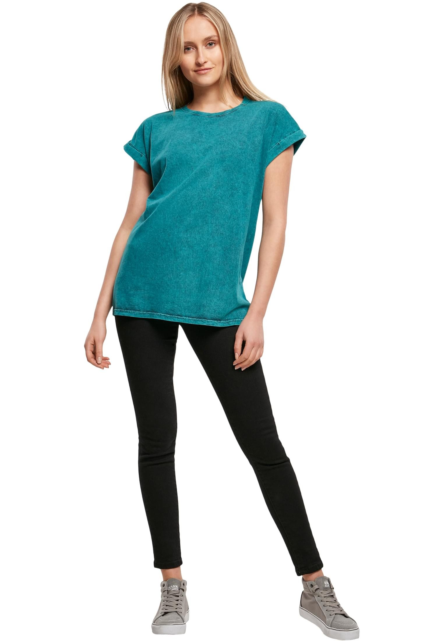 urbandreamz T-Shirt Damen Kurzarm Rundhals mit verlängerter Schulter Acid Wash