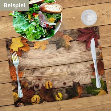 Platzset, Tischsets I Platzsets - Herbstdeko - Herbst - Ahornblätter & Kastanien, Tischsetmacher, (aus Naturpapier in Aufbewahrungsmappe, 12-St., 44 x 43 cm / bunt), Made in Germany