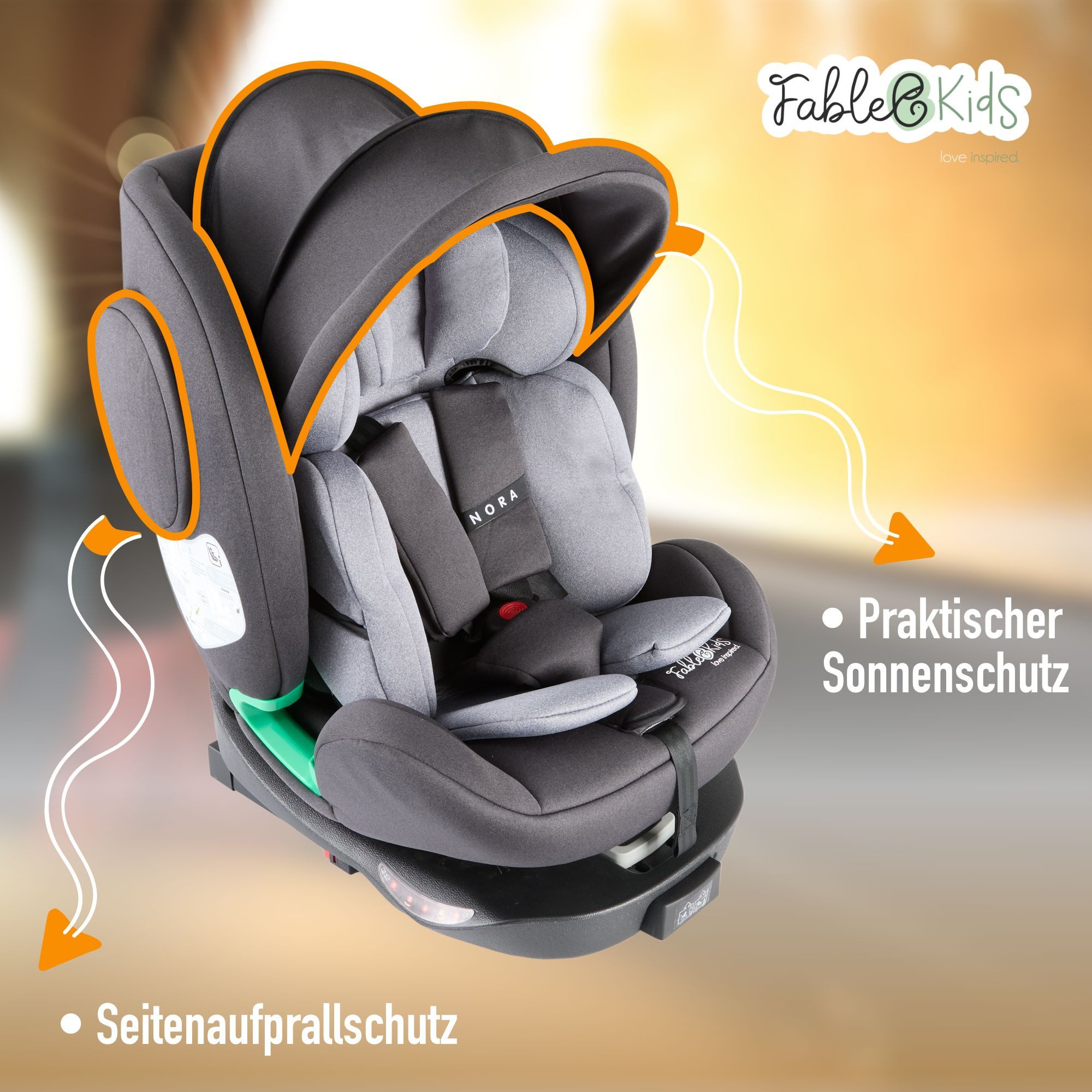 FableKids Autokindersitz Autositz Kinderautositz 360° drehbar Isofix 40-150 cm, ab: Geburt, bis: ca. 12 Jahre, ab: 40 cm, bis: 150 cm – Bild 5 von 5