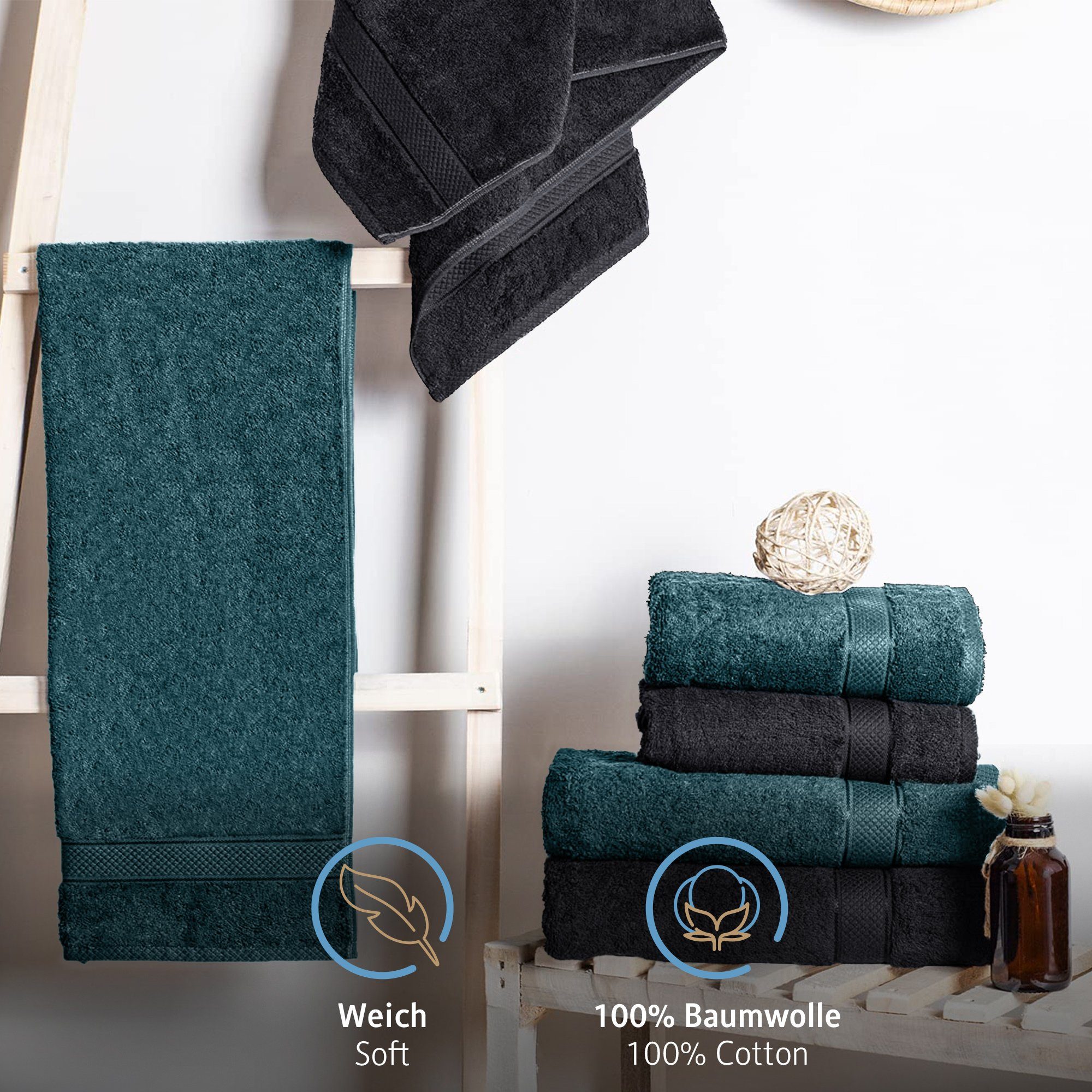 Komfortec Handtuch Set 100% Baumwolle, 4 günstig online kaufen
