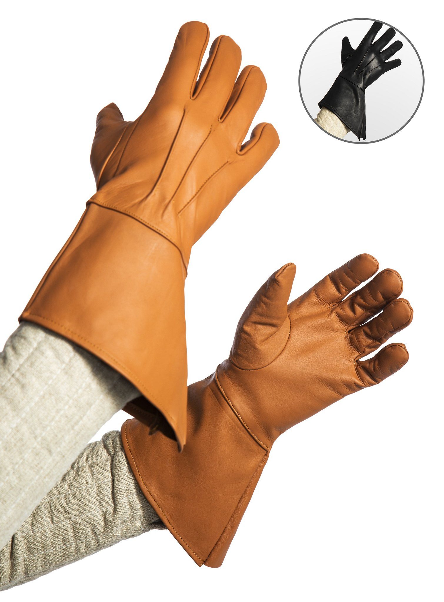 Cowboy-Kostüm Lederhandschuhe Musketier - Mittelalter Cowboy