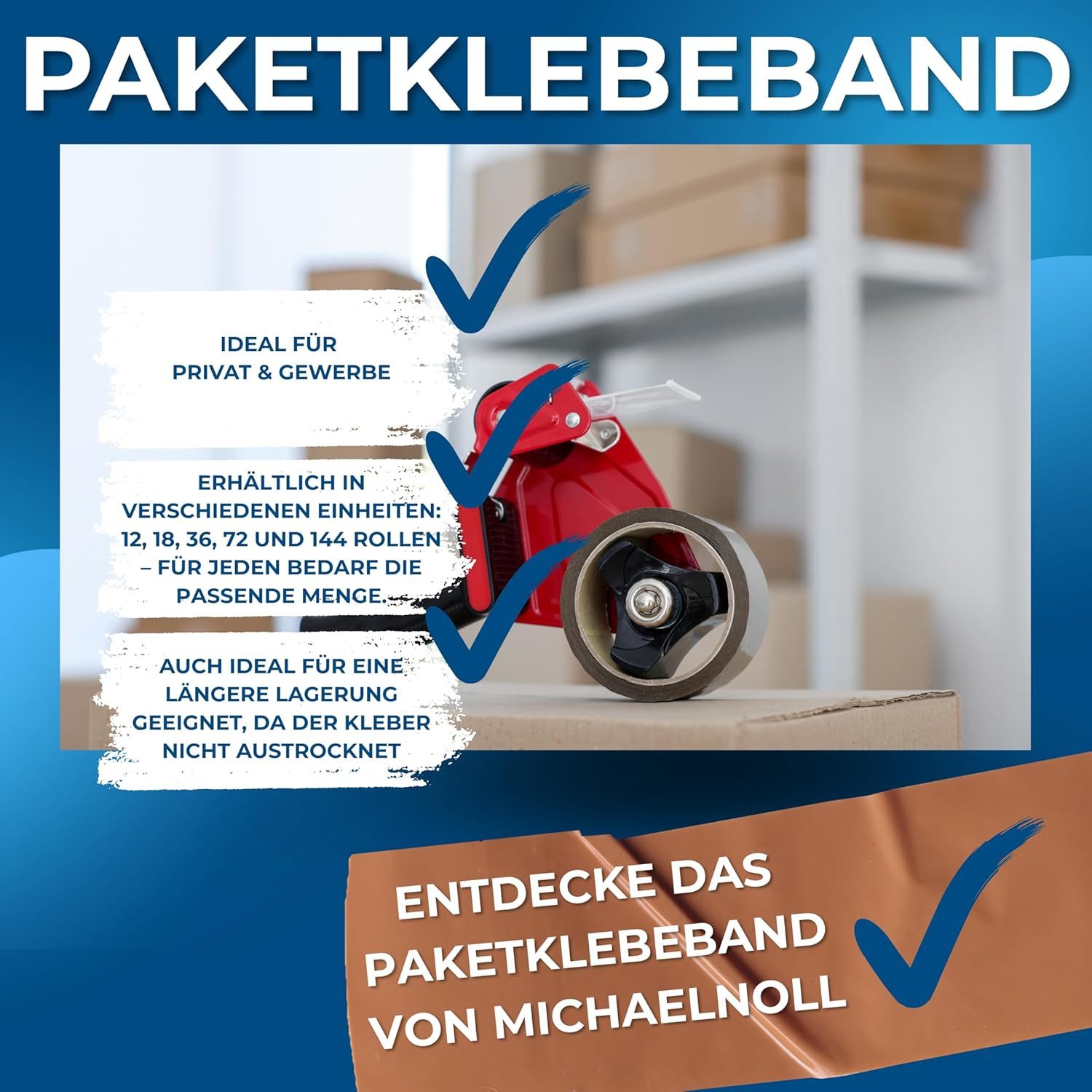 MichaelNoll Paket-Klebeband Paketklebeband Paketband Klebeband Packband für Versand (36-St)