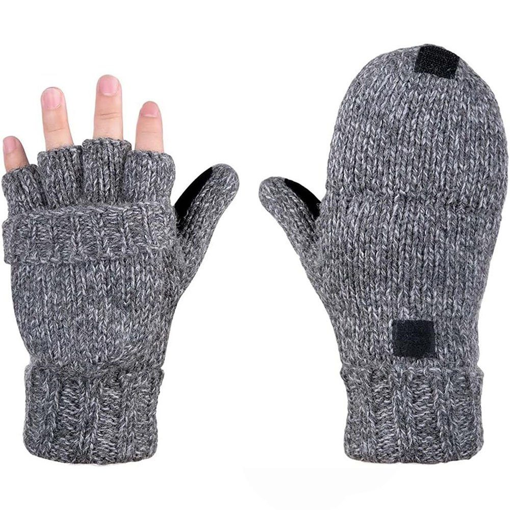 Fingerlose Strick DZ07 Handschuhe Hellgrau CTGtree Winter Handschuhe Baumwollhandschuhe