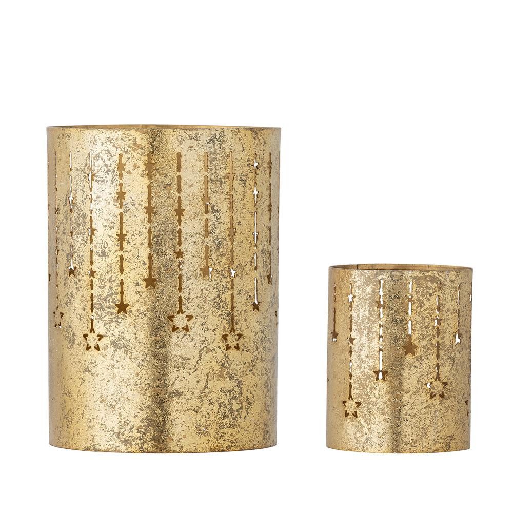 Bloomingville Teelichthalter Mista Windlichter Weihnachten, Gold, Metall, 2er Set, Sternmotiv, Windlicht Set, Adventsdeko, stimmungsvolle Lichtdeko