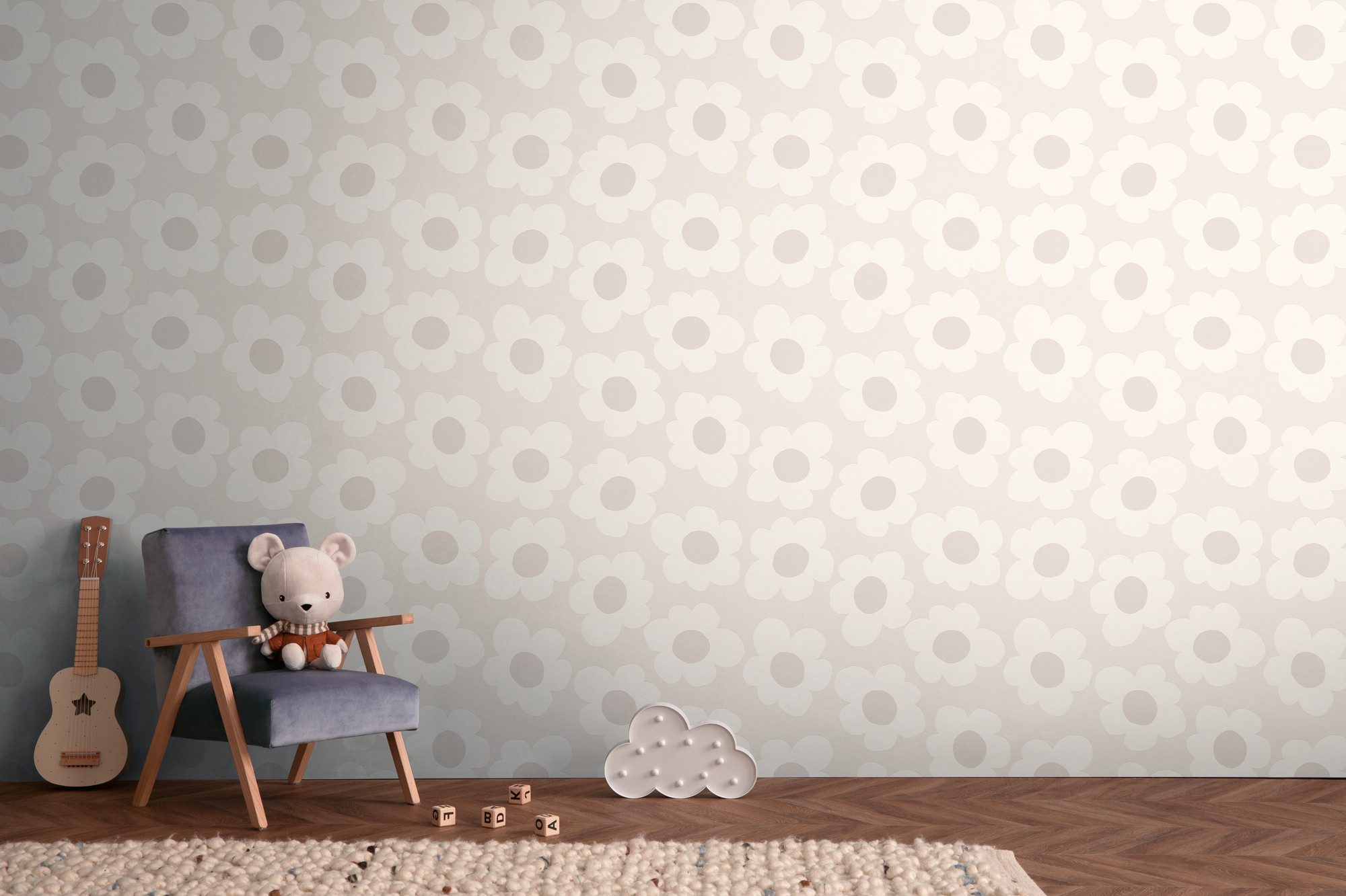 living walls Vliestapete Kids Studio Retro Blumen – Vliestapete für Kinder, glatt, floral, Retro, geblümt, Große grafische Blüten im freundlichen Retro-Look