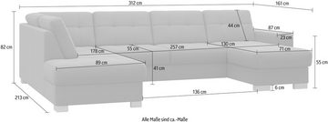 sit&more Wohnlandschaft Quincy U-Form, wahlweise mit Bettfunktion und Bettkasten