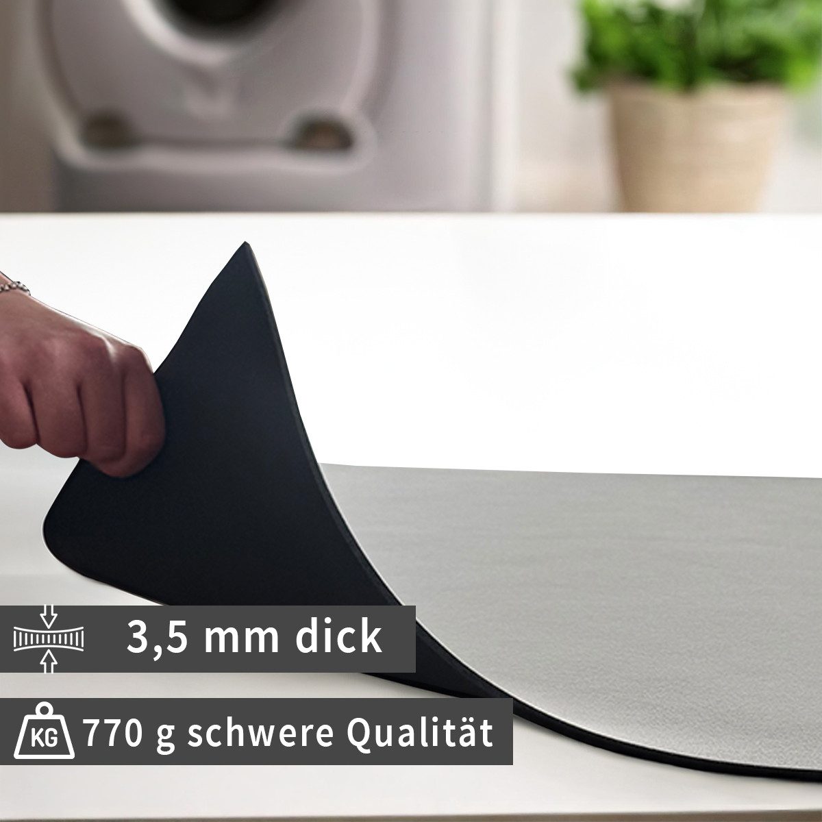 Tabletop Antirutschmatte Waschmaschinen-Auflage grau rutschfest, waschbar, 1-St., Textil-Finish Gummi-Matte als Trockner Waschmaschinen-Unterlage – Bild 4 von 5
