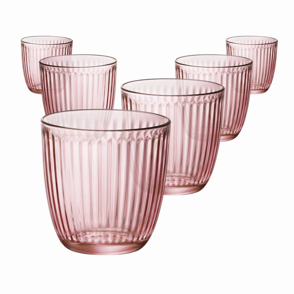 Glas 6er Set - Wasserglas Line Acqua 290 ml (Farbe: Rosa)