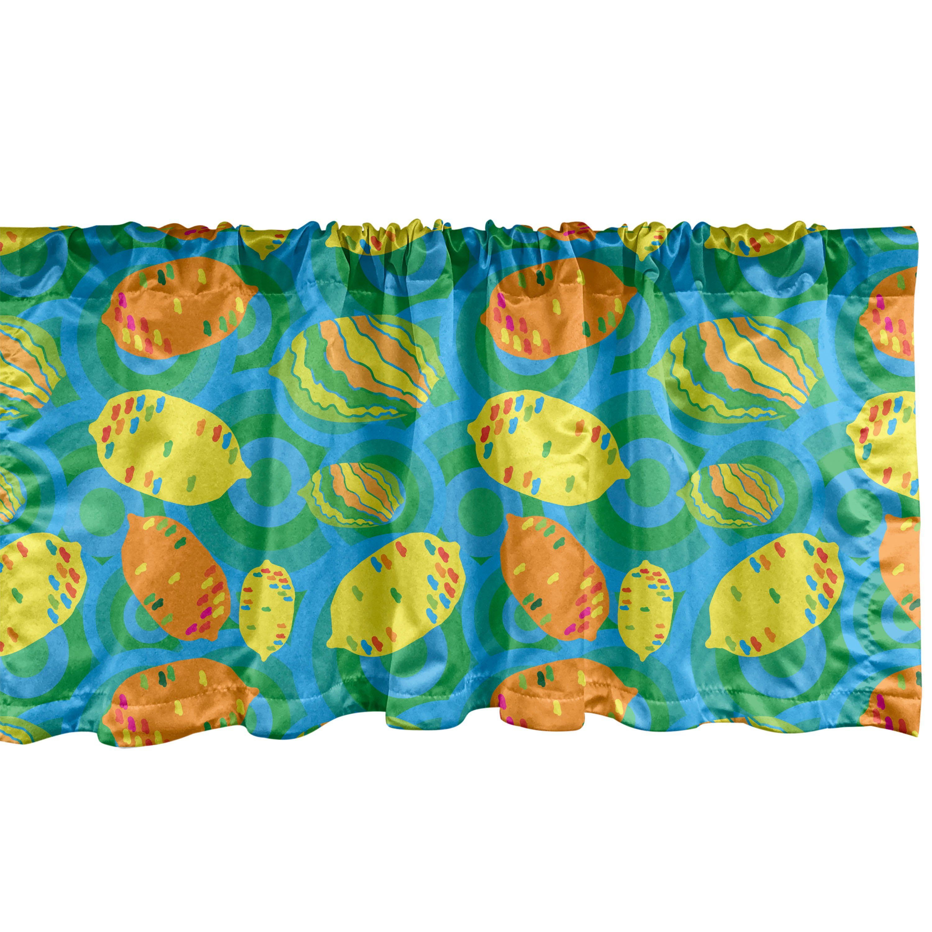 Scheibengardine Vorhang Volant für Küche Schlafzimmer Dekor mit Stangentasche, Abakuhaus, Microfaser, Zitronen Funky Farbe Citrus Cartoon