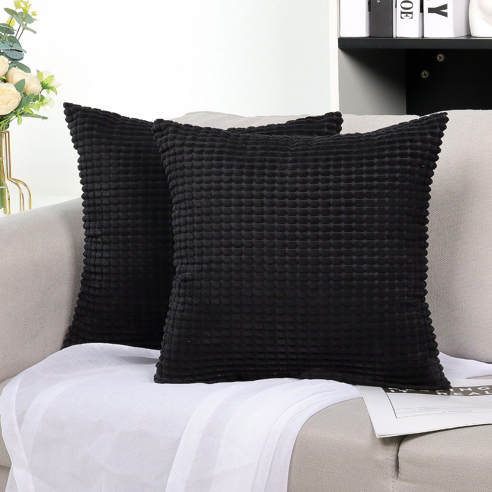 TAN.TOMI Kissenbezüge Kord Uni 2er Set Kissenbezug flauschig körnig Farbver günstig online kaufen