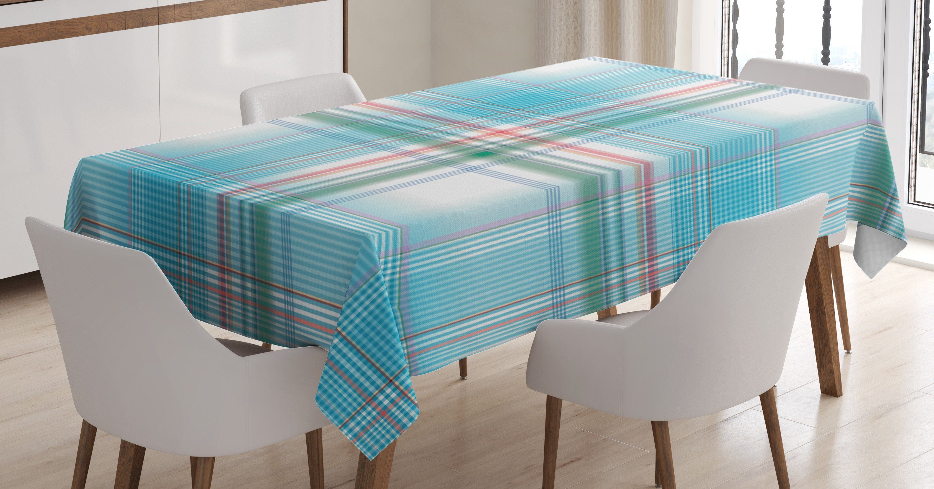 Abakuhaus Tischdecke Farbfest Waschbar Für den Außen Bereich geeignet Klare Farben, Kariert Pastell Frischer Sommer | Tischdecken