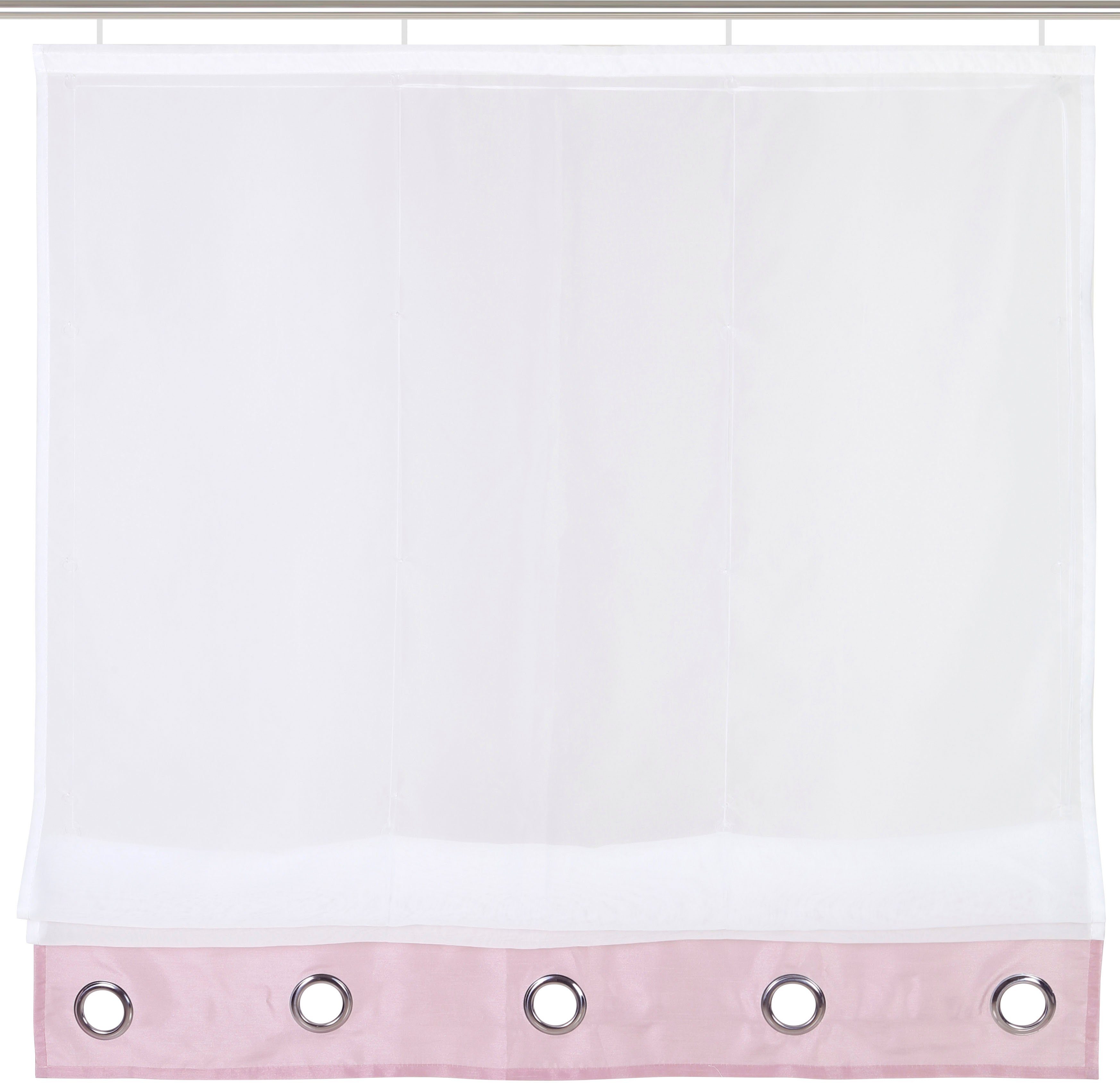 Raffrollo MARIA, my home, mit Klettband, transparent, Seidenoptik, gewebt, glatt rosé