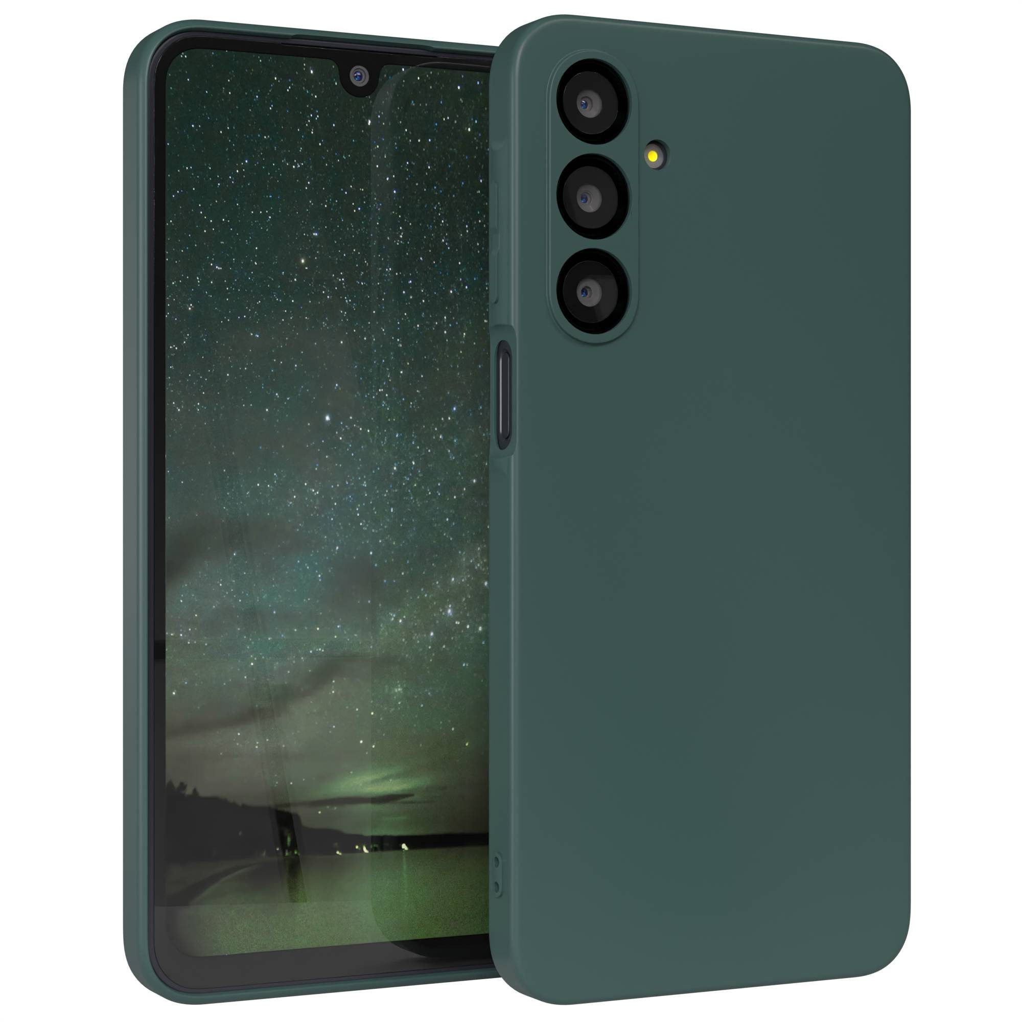 EAZY CASE Handyhülle für Samsung Galaxy A16 Hülle Silikon 6,7 Zoll, Silikon Schutzhülle mit Kameraschutz kratzfestes Bumper Nachtgrün