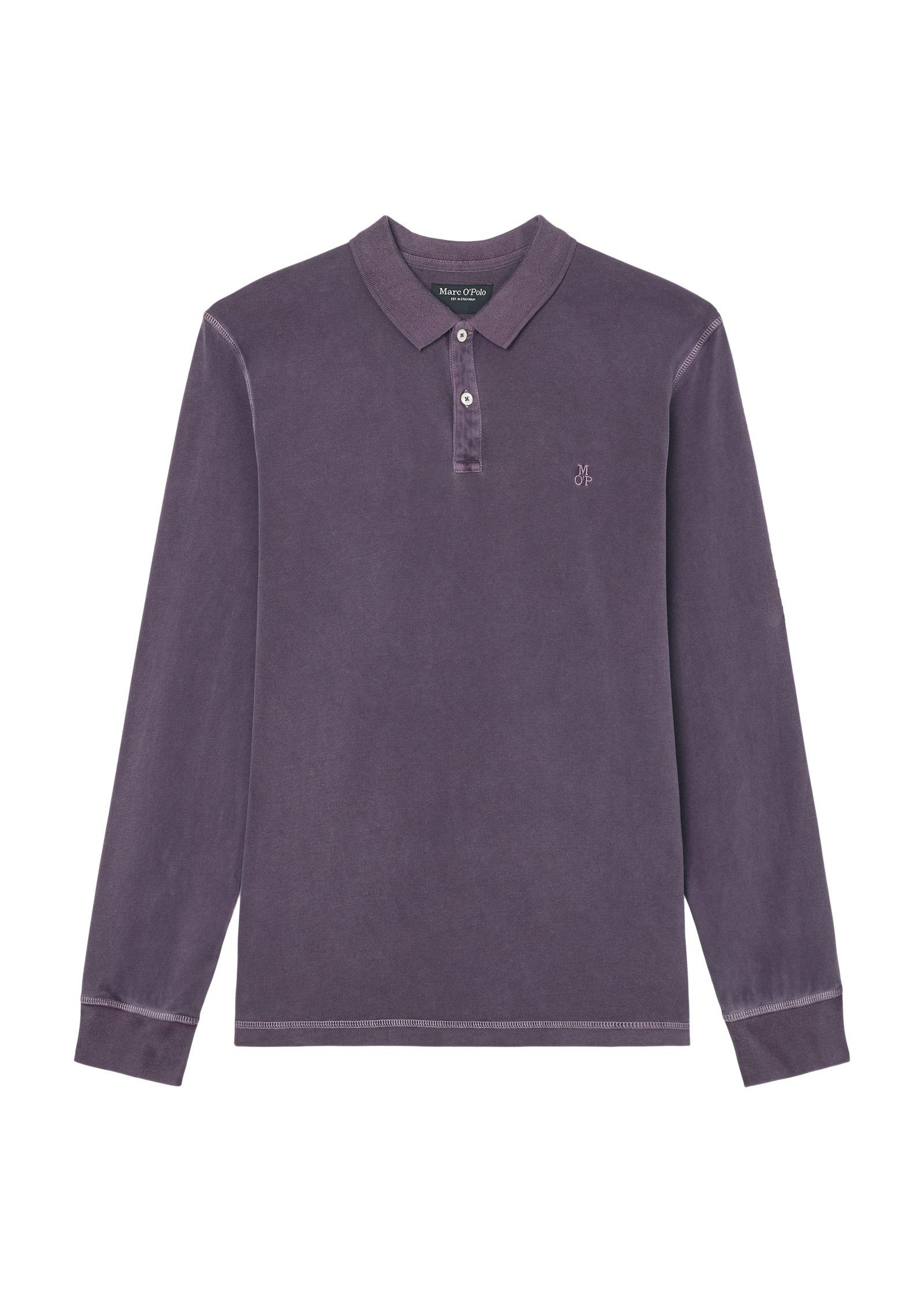 Marc O'Polo softer Langarm-Poloshirt lila Bio-Baumwolle aus