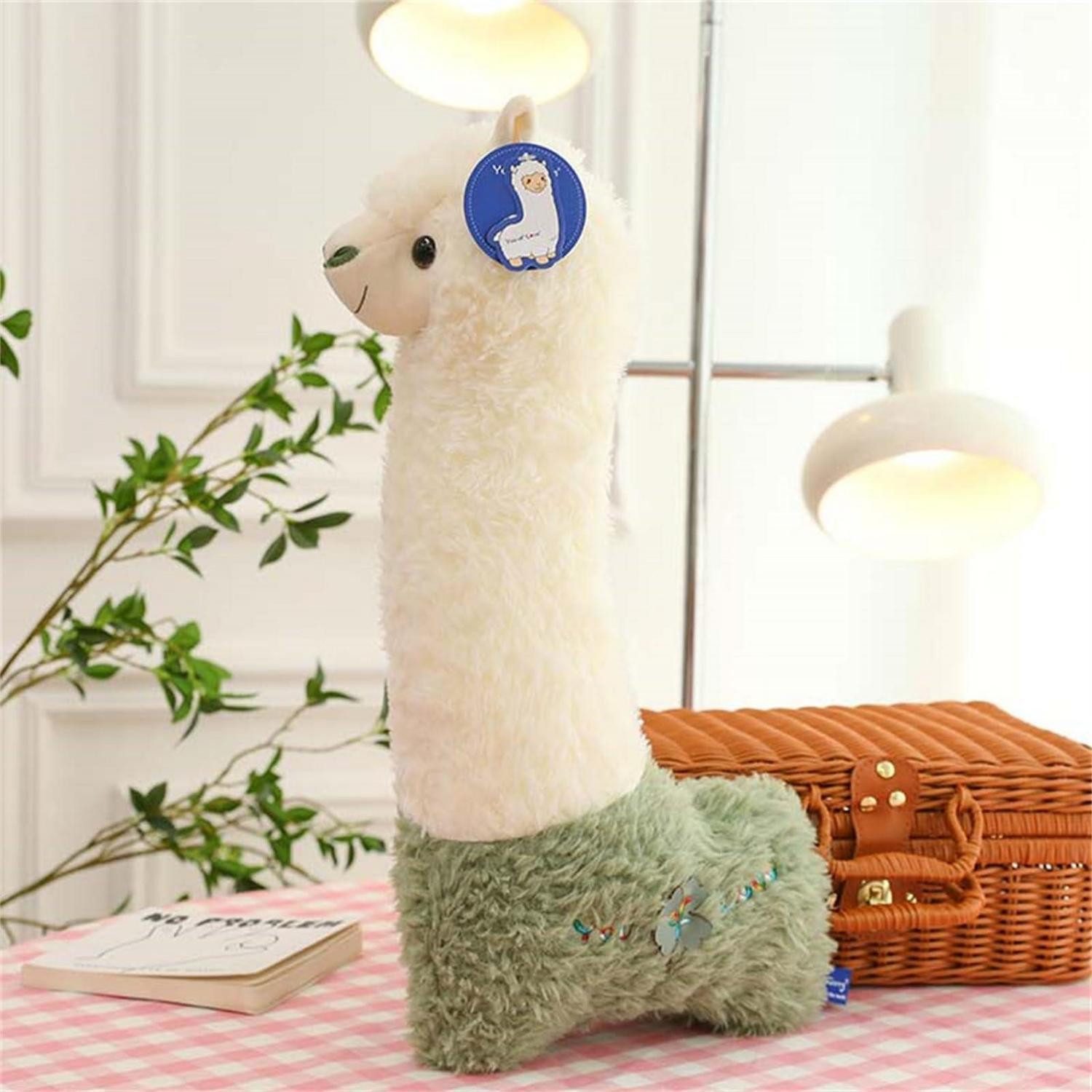 LuxusKollektion Kuscheltier Kuschelkissen Alpaka Plüschtier XXL Geschenk Grün-langes Alpaka 70 cm