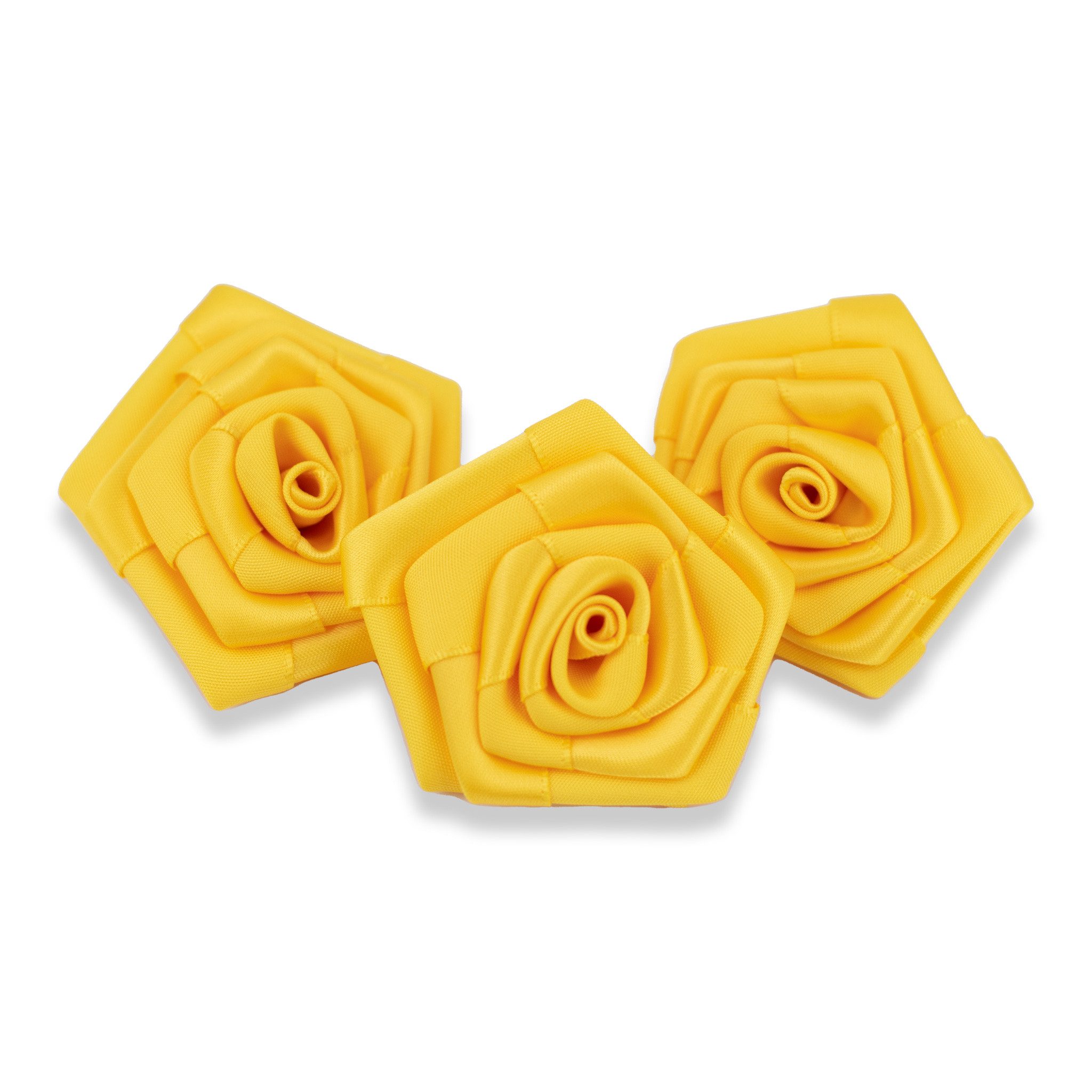 Creativery Streudeko, Satinrosen 6cm zum Ремесло & Aufnähen 3 Stück Gelb