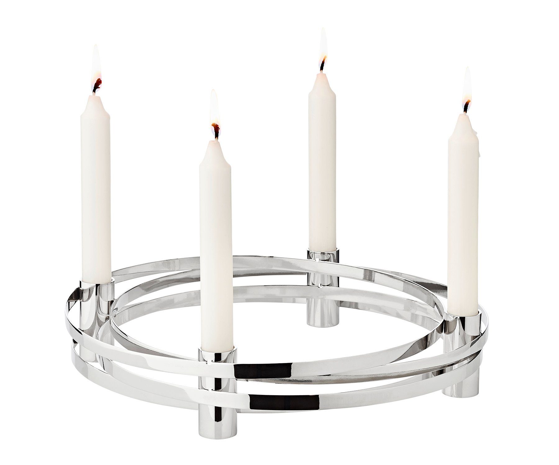 EDZARD Adventskranz »Avia«, (30 cm) Kerzenhalter für Stabkerzen,  Adventsleuchter als Weihnachtsdeko für 4 Kerzen, Kerzenkranz als Tischdeko  mit Silber-Optik, vernickelt