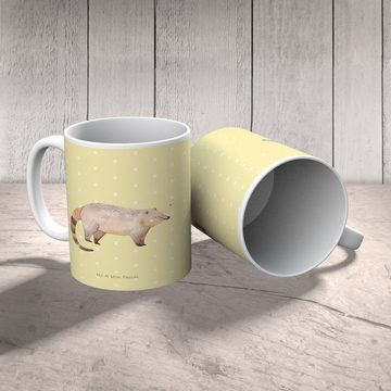 Mr. & Mrs. Panda Tasse Nasenbär - Gelb Pastell - Geschenk, Kaffeebecher, Tiermotive, Tiere, Keramik, Herzberührende Designs