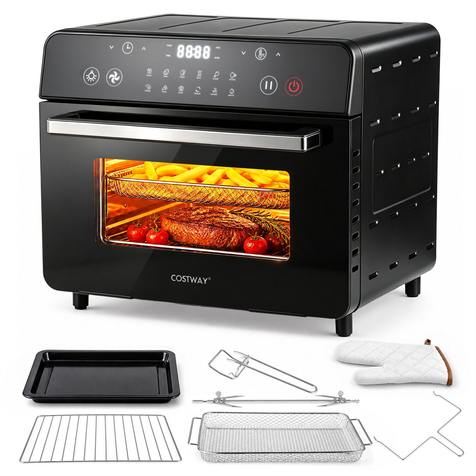 COSTWAY Heißluftfritteuse, 1800 W, Air Fryer Ofen mit Touchscreen, Sichtfenste