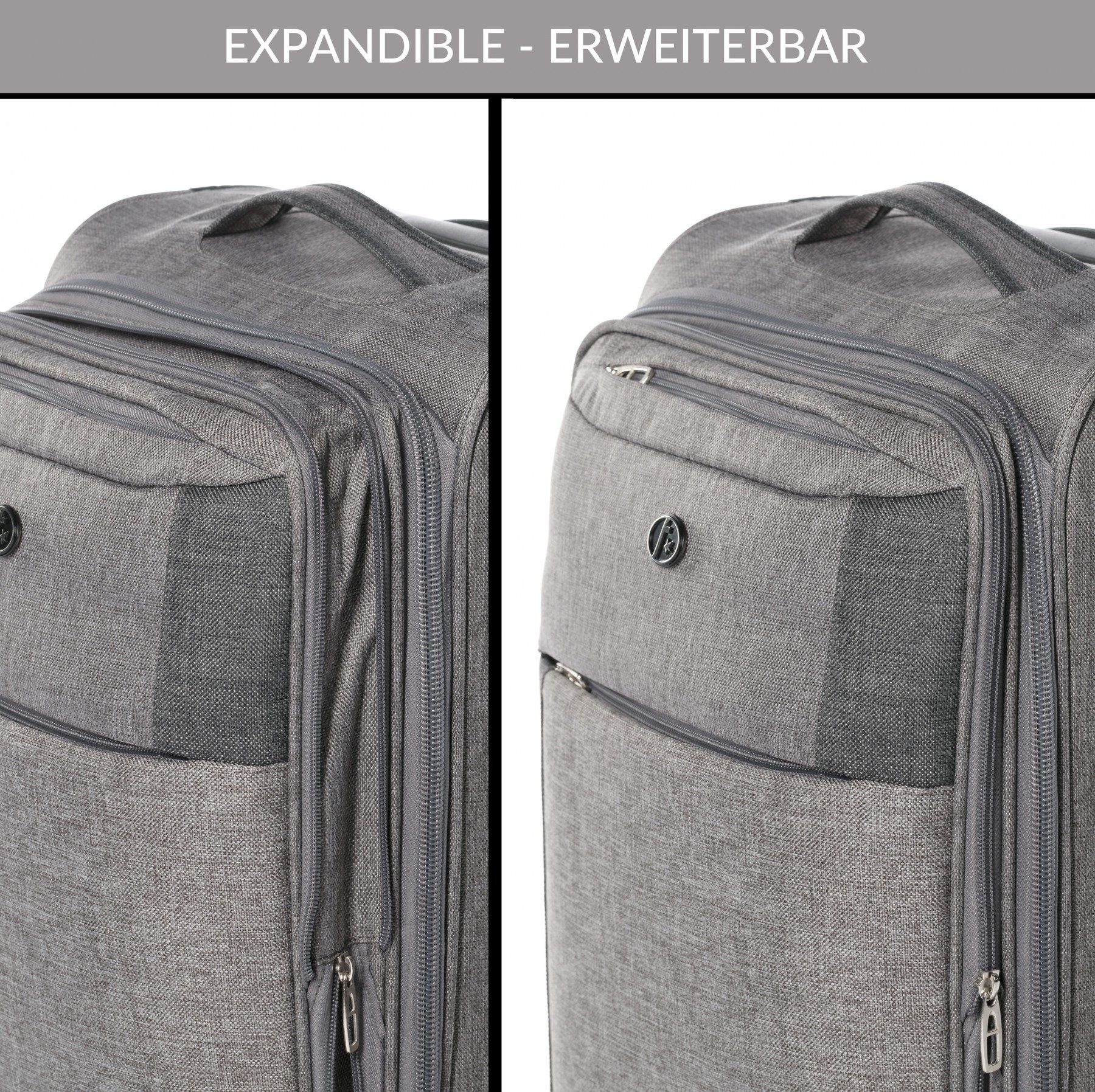 FERGÉ Koffer Weichschale Handgepäck Reisekoffer St.-Tropez, Carry On Koffer Weichschale erweiterbar 55 cm, Rollkoffer, 4 Rollen