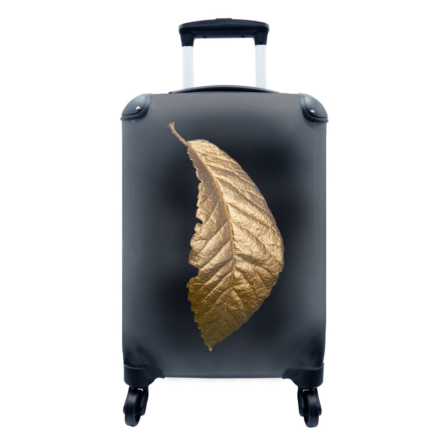 MuchoWow Handgepäckkoffer Baum - Blatt - Gold, 4 Rollen, Reisetasche mit rollen, Handgepäck für Ferien, Trolley, Reisekoffer