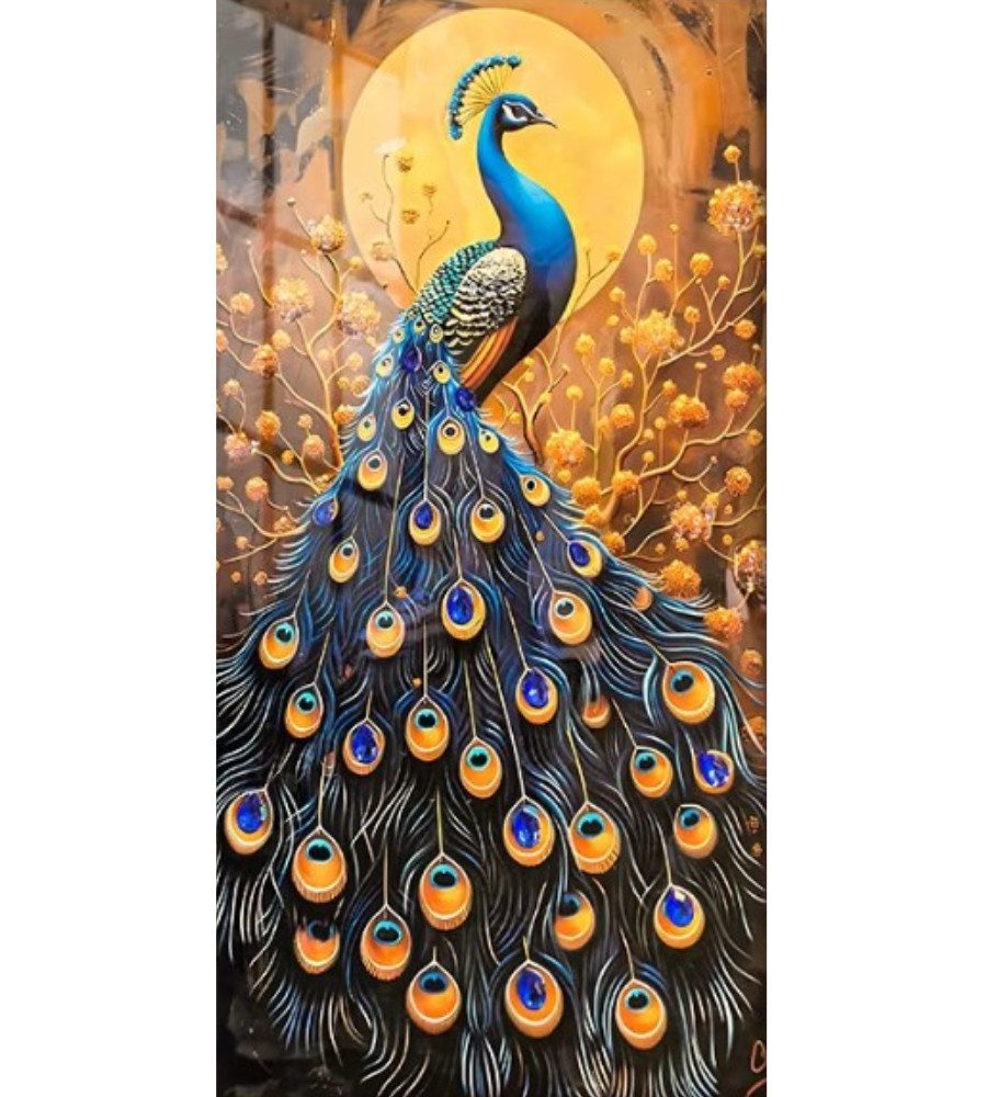 Rötting Design Malen nach Zahlen Diamond Painting Set 5D DIY Motiv majestätischer blauer Pfau (Komplett-Set), Diamond Painting Vollbild, Vollständiges Zubehörpaket