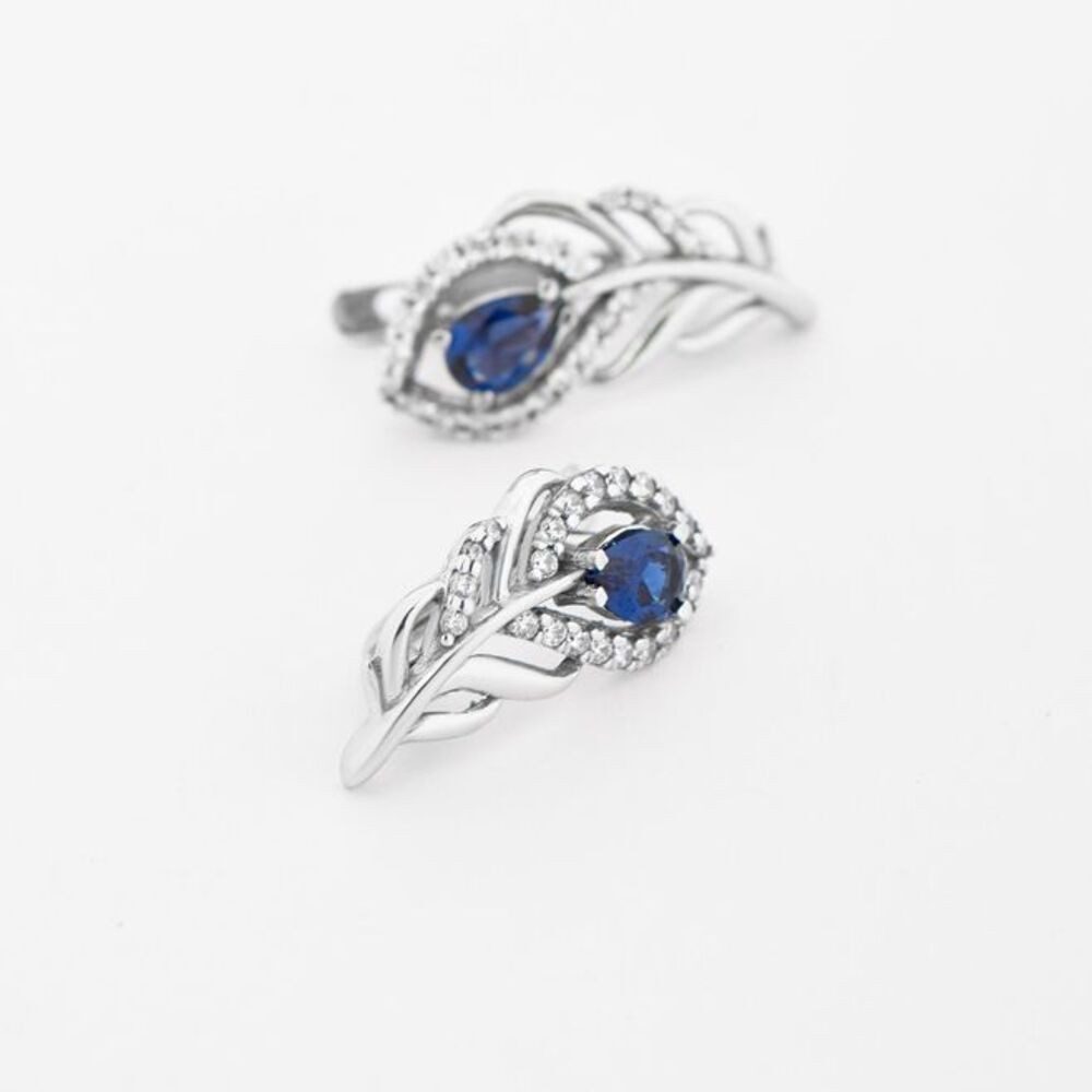 Secretforyou Creolen-Set Ohrringe Kreolen 925 Silber Saphir Zirkonia Steine Echtschmuck, 925 Sterling Silber – Bild 4 von 5