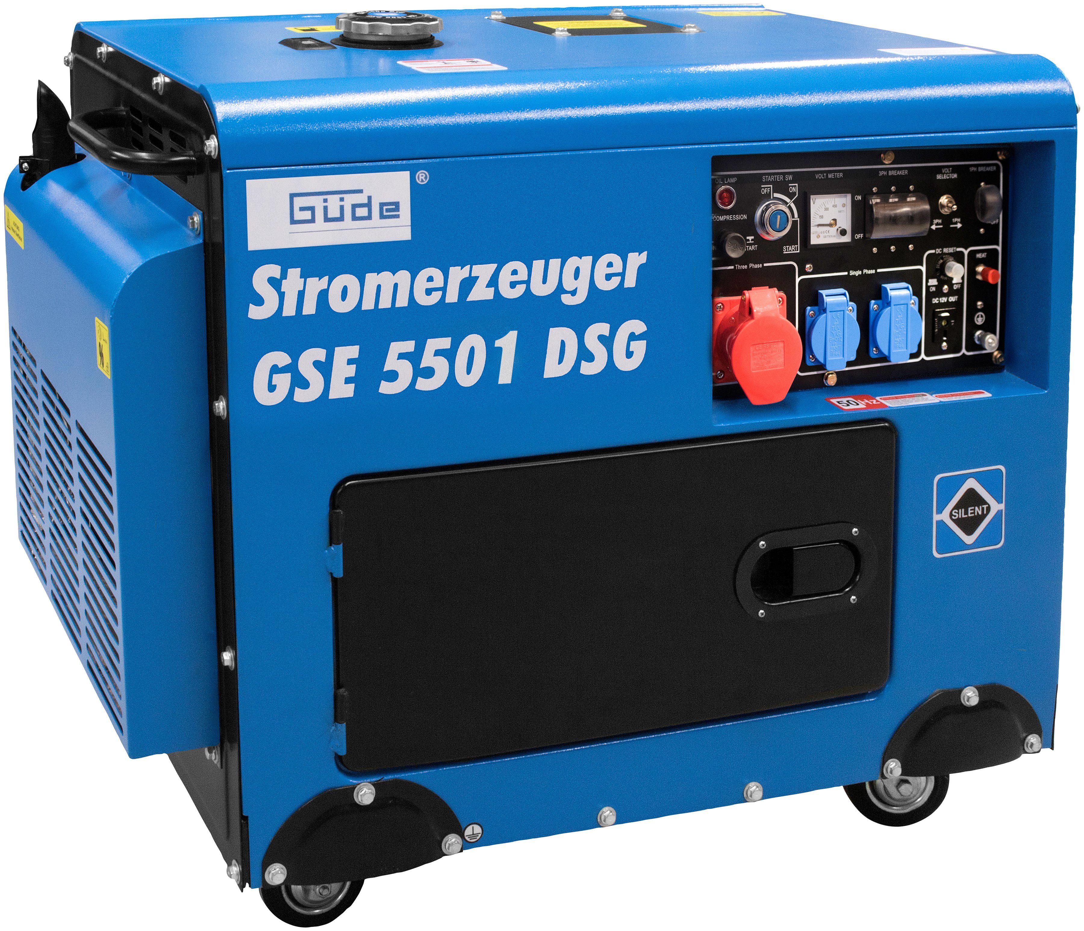 Güde Генератори GSE 5501 DS, 6,5 in kW, 2 x Schuko 230 V/50 Hz, 1 x CEE 16 A/400 V/50 Hz
