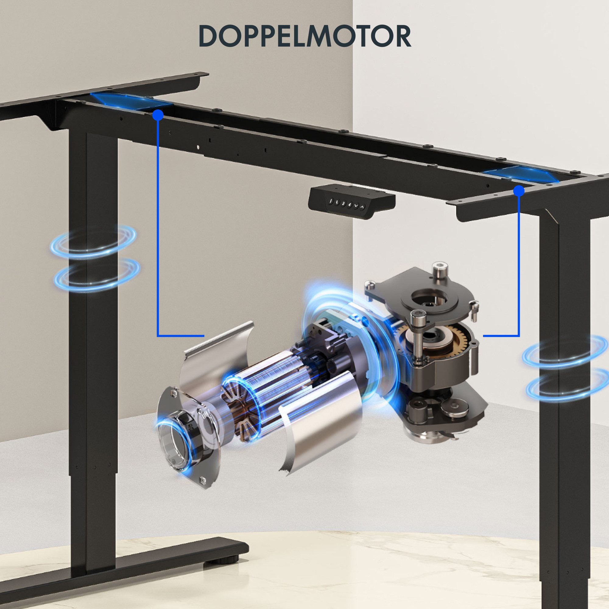FLEXISPOT Schreibtisch Sitz-Steh-Tisch mit Memory-Funktionen (110X54/140X70/ 160X70/ 180X80/ 200X80 CM), Dual-Motor, 4 Speicherplätze, Anti-Kollisionssystem