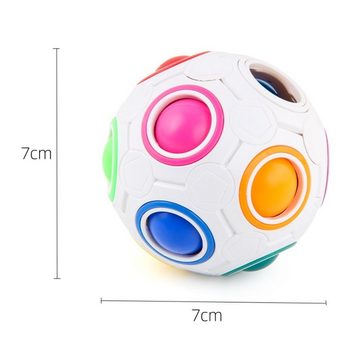SOTOR Spielball 2 Stück Magic Ball RegenbogenBall, Zauberwürfel 3D Puzzle Ball (Geschicklichkeitsspiel für Kinder und Erwachsene, Spannendes Knobelspiel für Mädchen und Jungen ab 3 Jahren, Speed Cube Würfel Regenbogenball Toy, Lernspielzeug), fördert räumliches Denken, Logik und Vorstellungskraft