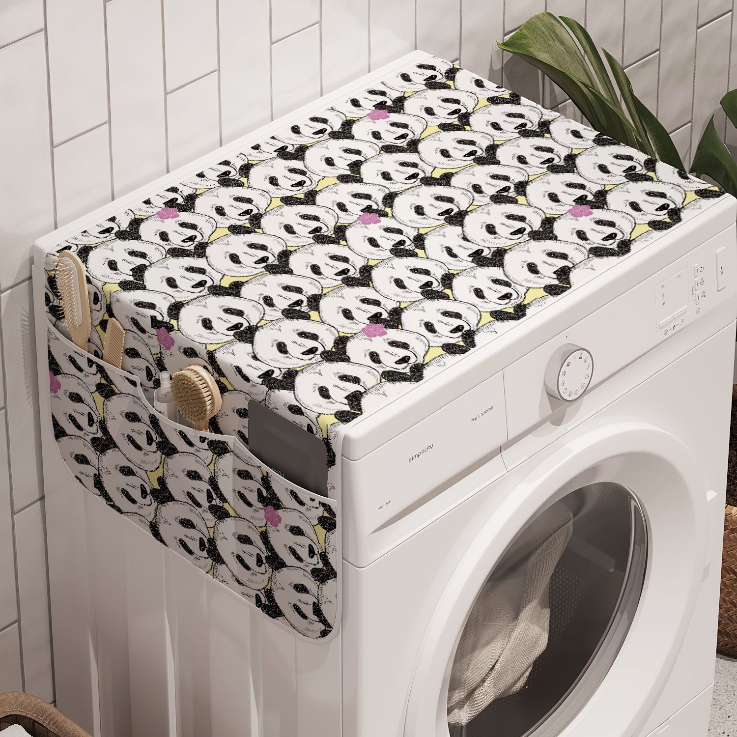 Abakuhaus Badorganizer Anti-Rutsch-Stoffabdeckung für Waschmaschine und Trockner, Tier Zoo Pandas Nursery Theme