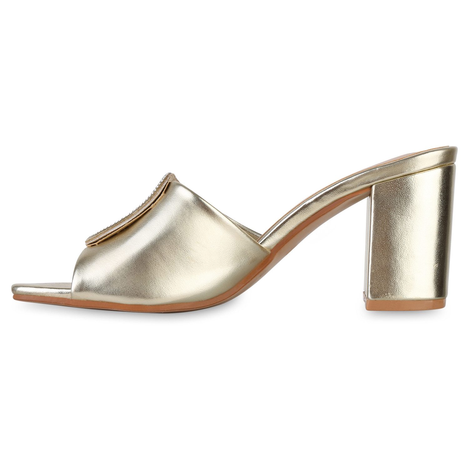 VAN HILL 841538 Sandalette Damen Pantoletten Sandaletten Strass Leder-Optik günstig online kaufen